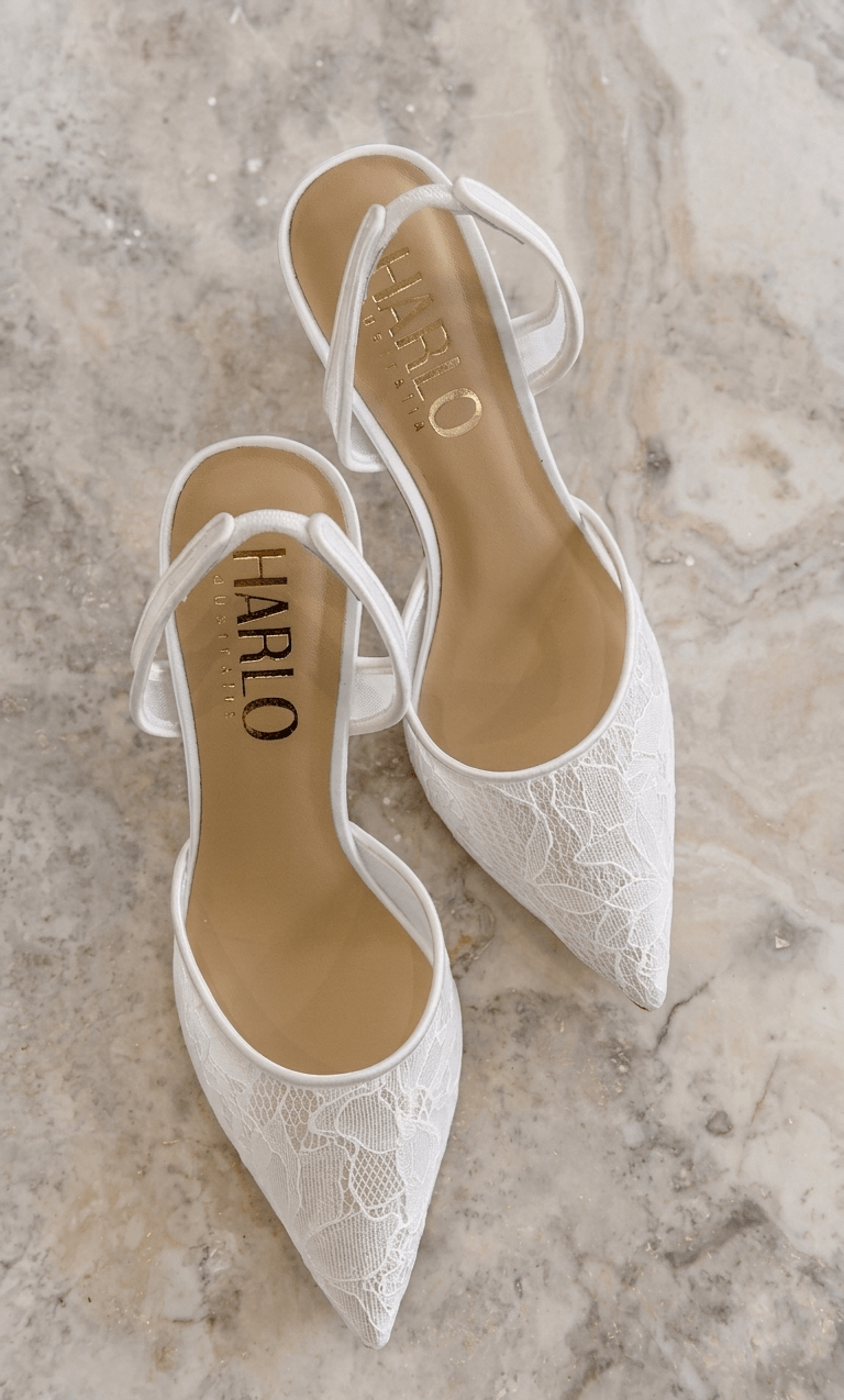 Buy Gigi Lace - Bridal Slingback Fluted Heels - Soft White online | The White Collection Australia
