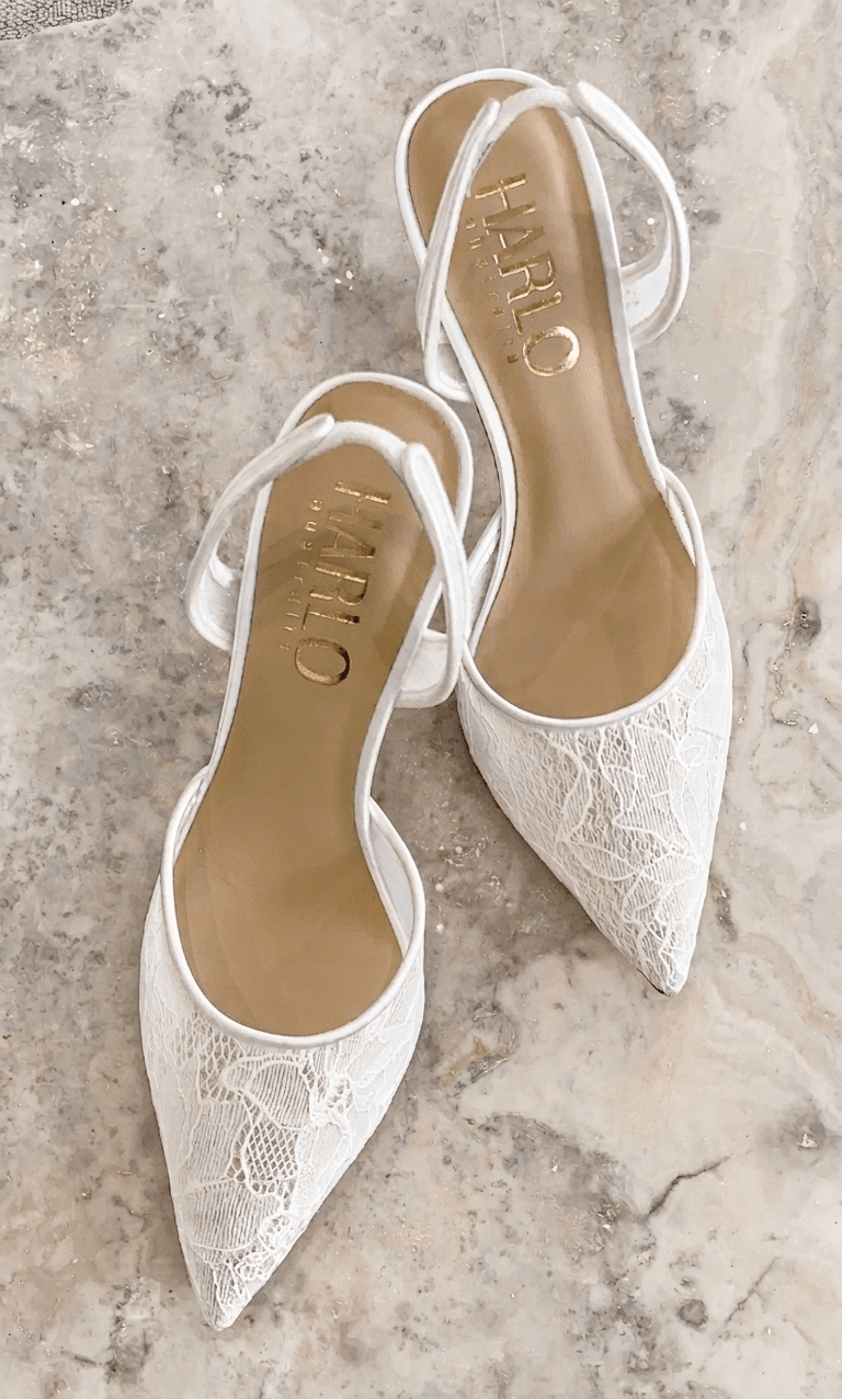 Buy Gigi Lace - Bridal Slingback Fluted Heels - Soft White online | The White Collection Australia
