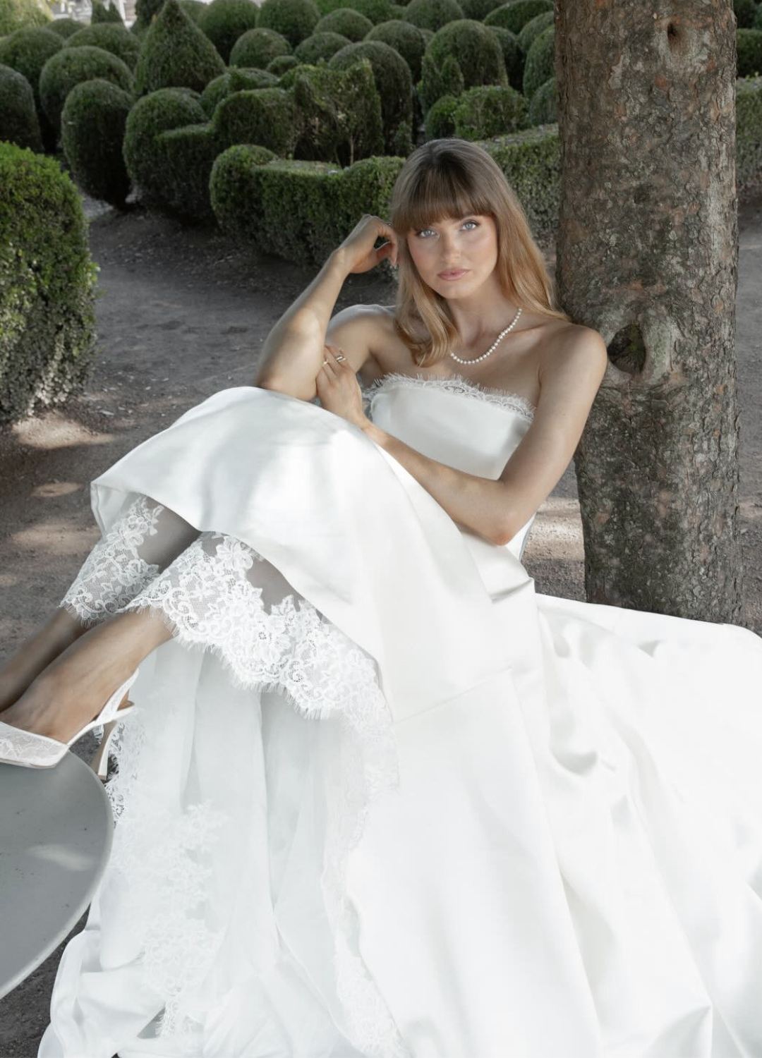 Gigi Lace - Bridal Slingback Fluted Heels - Soft White