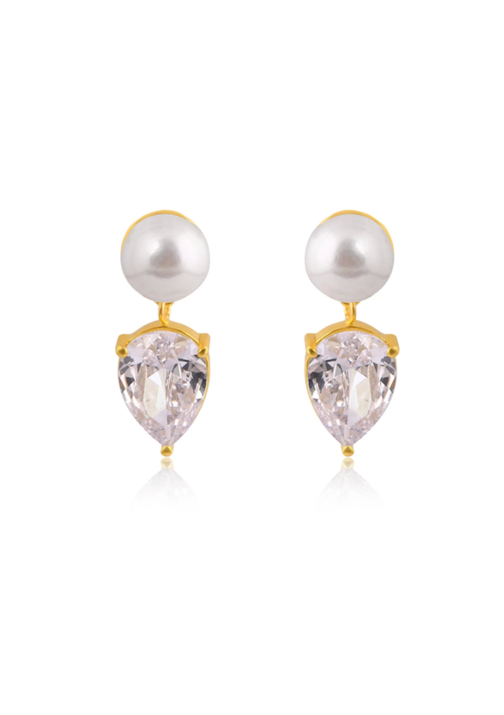 Buy Lola Knight - Harper - Crystal And Pearl Drop Bridal Earrings - Gold online | The White Collection Australia