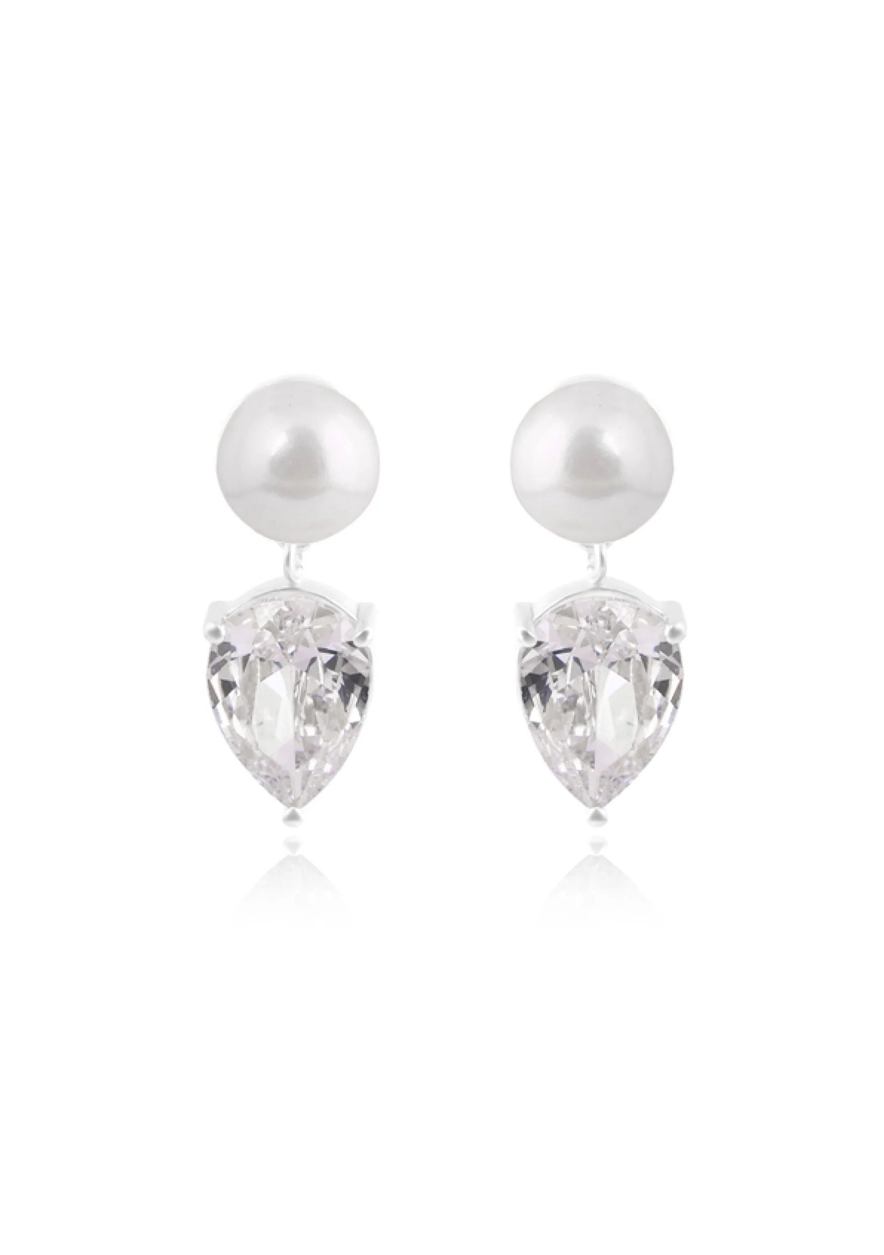 Buy Lola Knight - Harper - Crystal And Pearl Bridal Drop Earrings - Silver online | The White Collection Australia