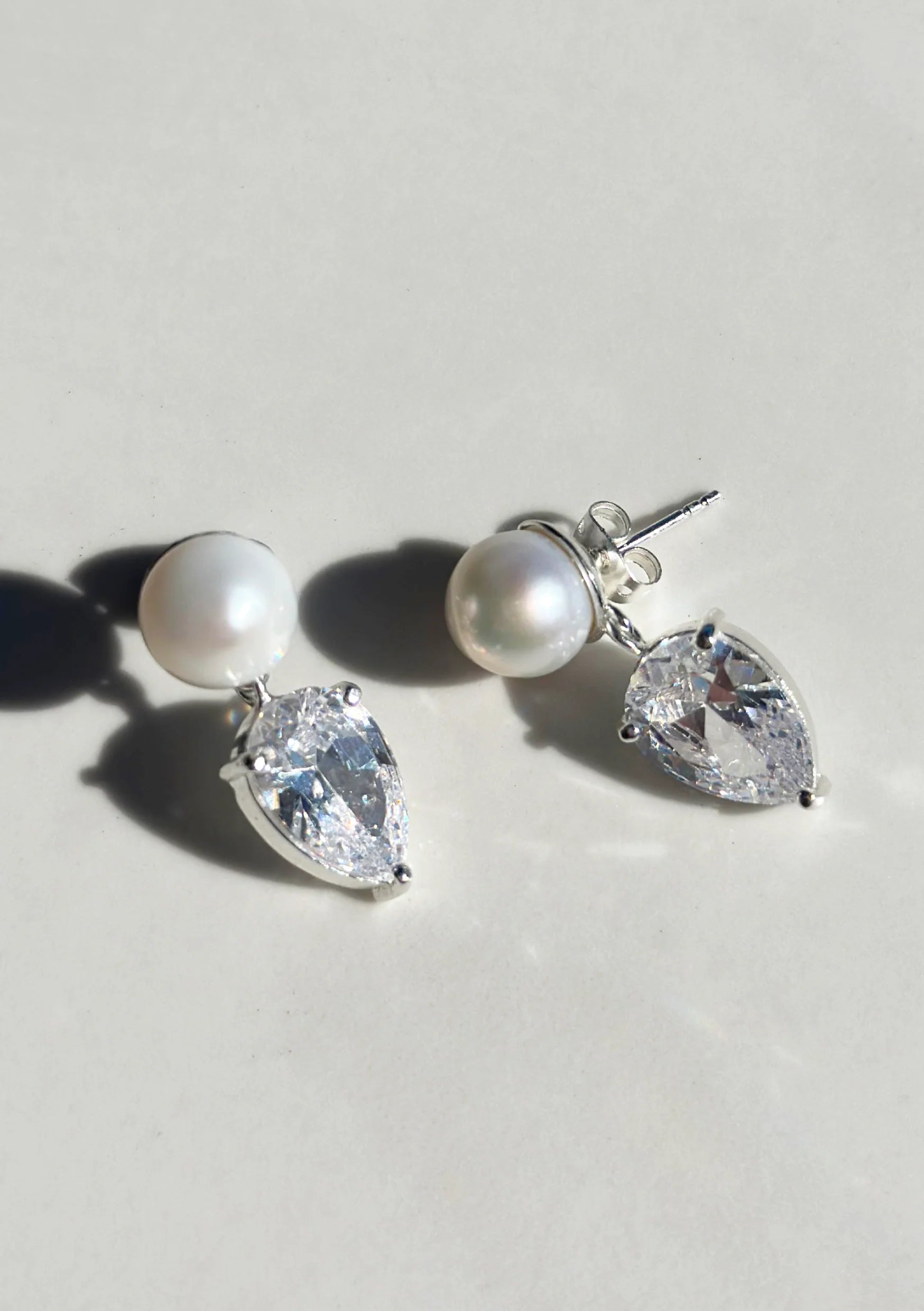 Buy Lola Knight - Harper - Crystal And Pearl Bridal Drop Earrings - Silver online | The White Collection Australia