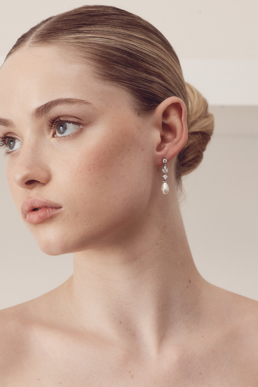 Buy Hazel - Delicate Pearl Drop Bridal Earrings online | The White Collection Australia