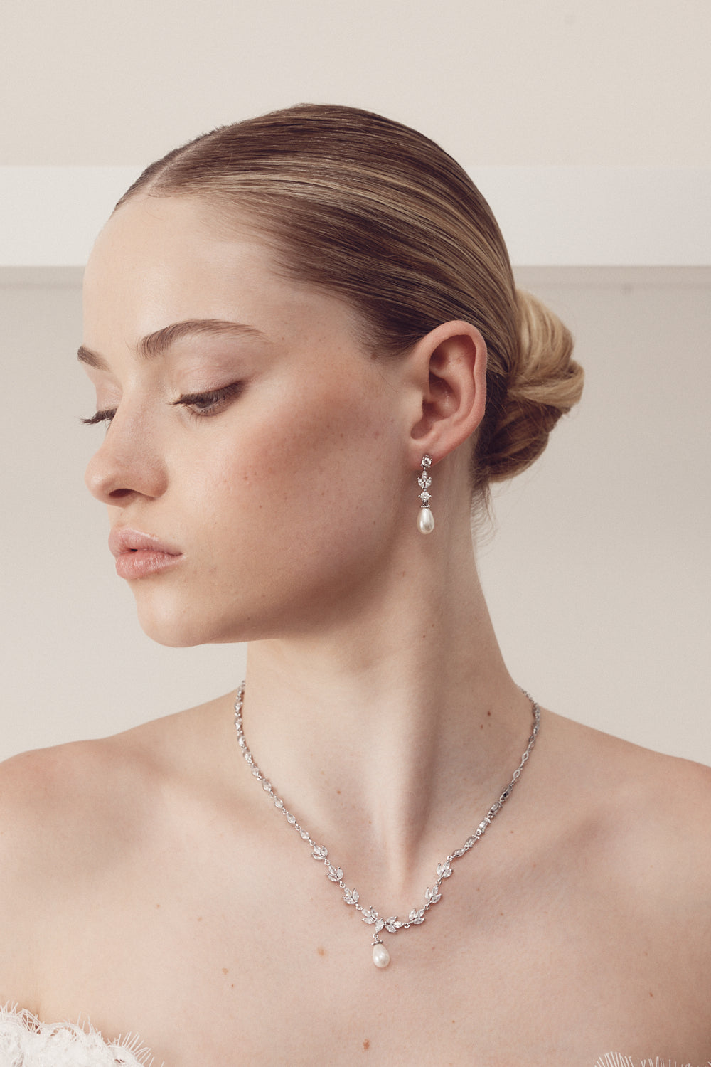 Buy Hazel - Delicate Pearl Drop Bridal Earrings online | The White Collection Australia