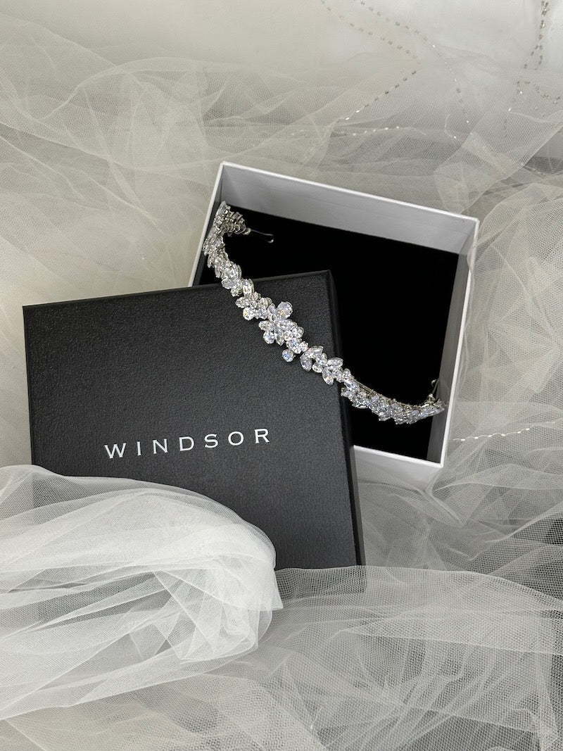 Buy Saphira - Elegant Sparkling Crystal Bridal Headband Crown online | The White Collection Australia