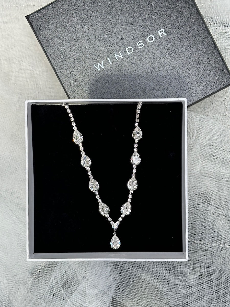 Anastasia - Classic Pear Shaped Crystal Bridal Necklace