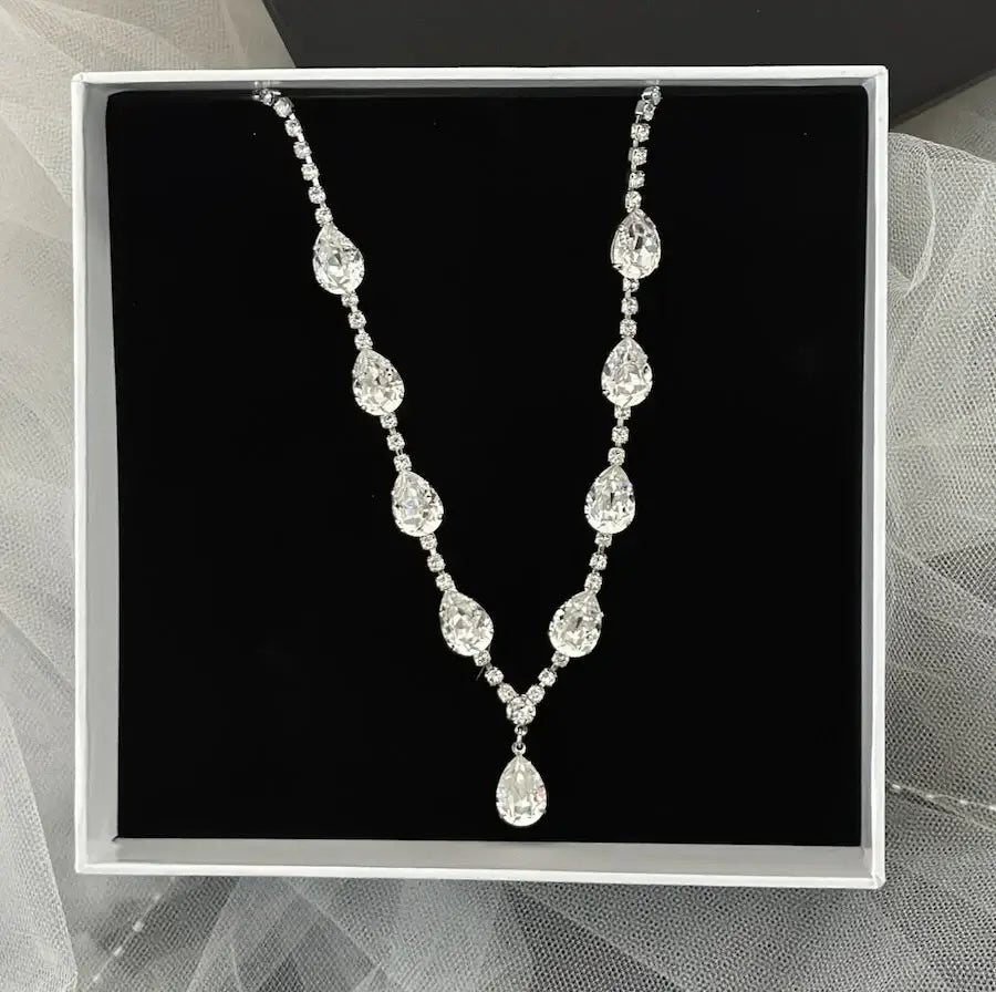 Buy Anastasia - Classic Pear Shaped Crystal Bridal Necklace online | The White Collection Australia