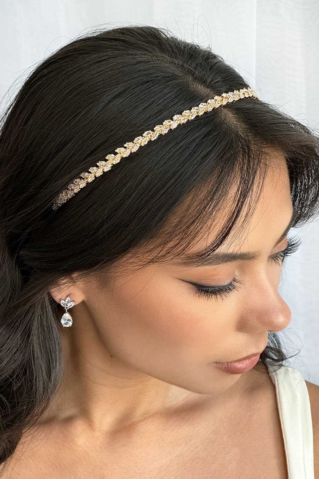 Buy Bella Single - Single Row Marquise Crystal Bridal Headband online | The White Collection Australia