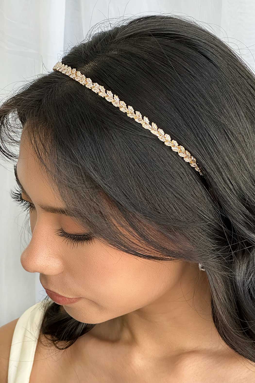 Buy Bella Single - Single Row Marquise Crystal Bridal Headband online | The White Collection Australia
