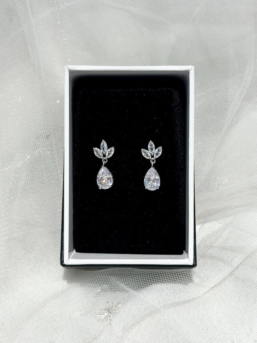 Clarissa - Marquise and Pear Delicate Crystal Drop Bridal Earrings