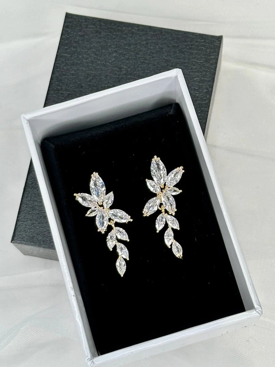 Bloom - Marquise Crystal Cluster Drop Bridal Earrings