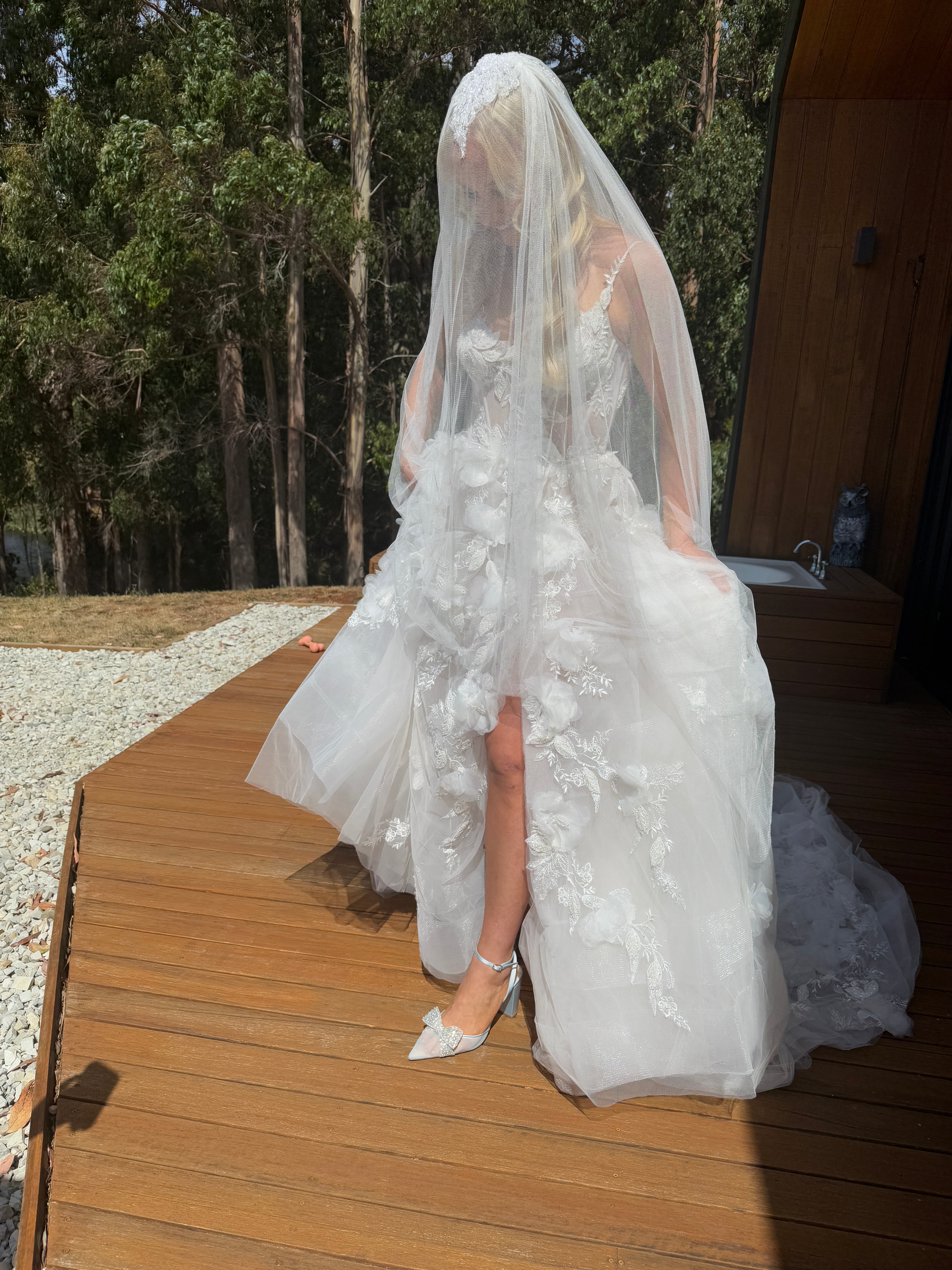 Buy Athena - Blue Crystal Block Heels with Removable Ankle Strap online | The White Collection Australia