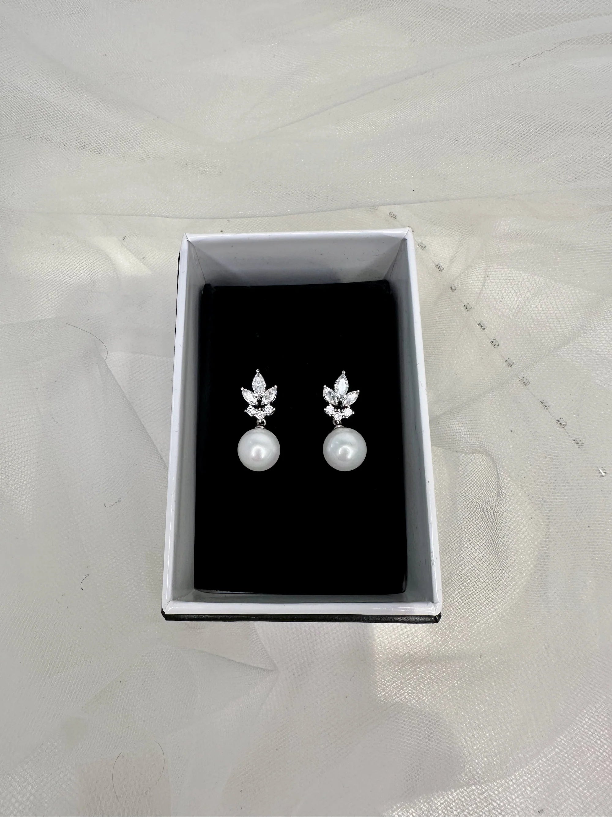 Leanna - Crystal and Pearl Drop Bridal Earrings