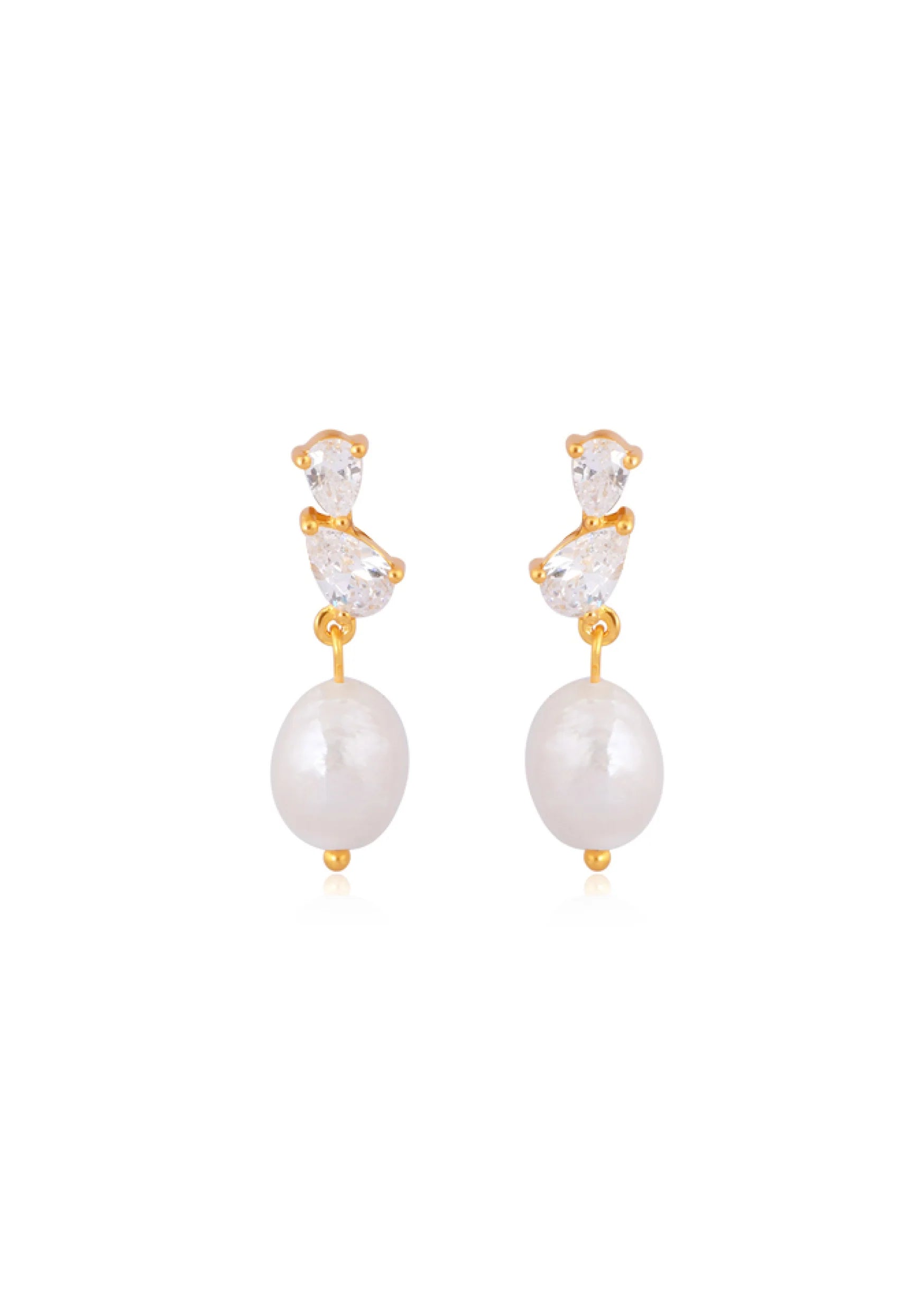 Buy Lola Knight - Ines - Pear-Shaped Crystal and Pearl Earrings - 18K Gold online | The White Collection Australia