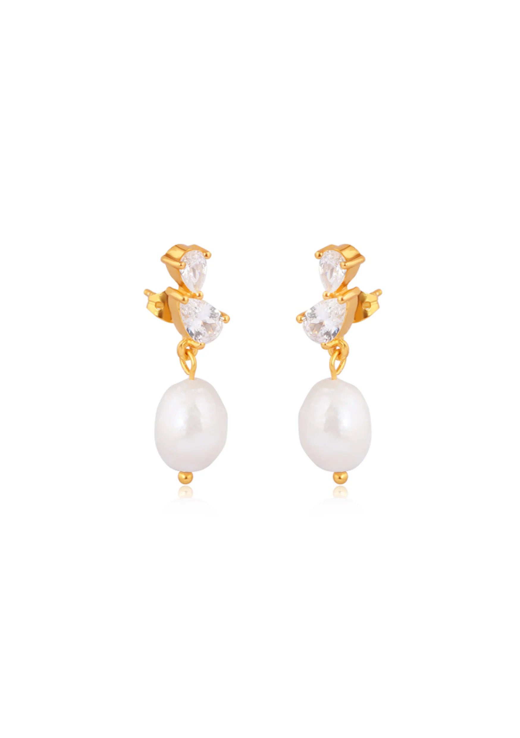 Lola Knight - Ines - Pear-Shaped Crystal and Pearl Earrings - 18K Gold
