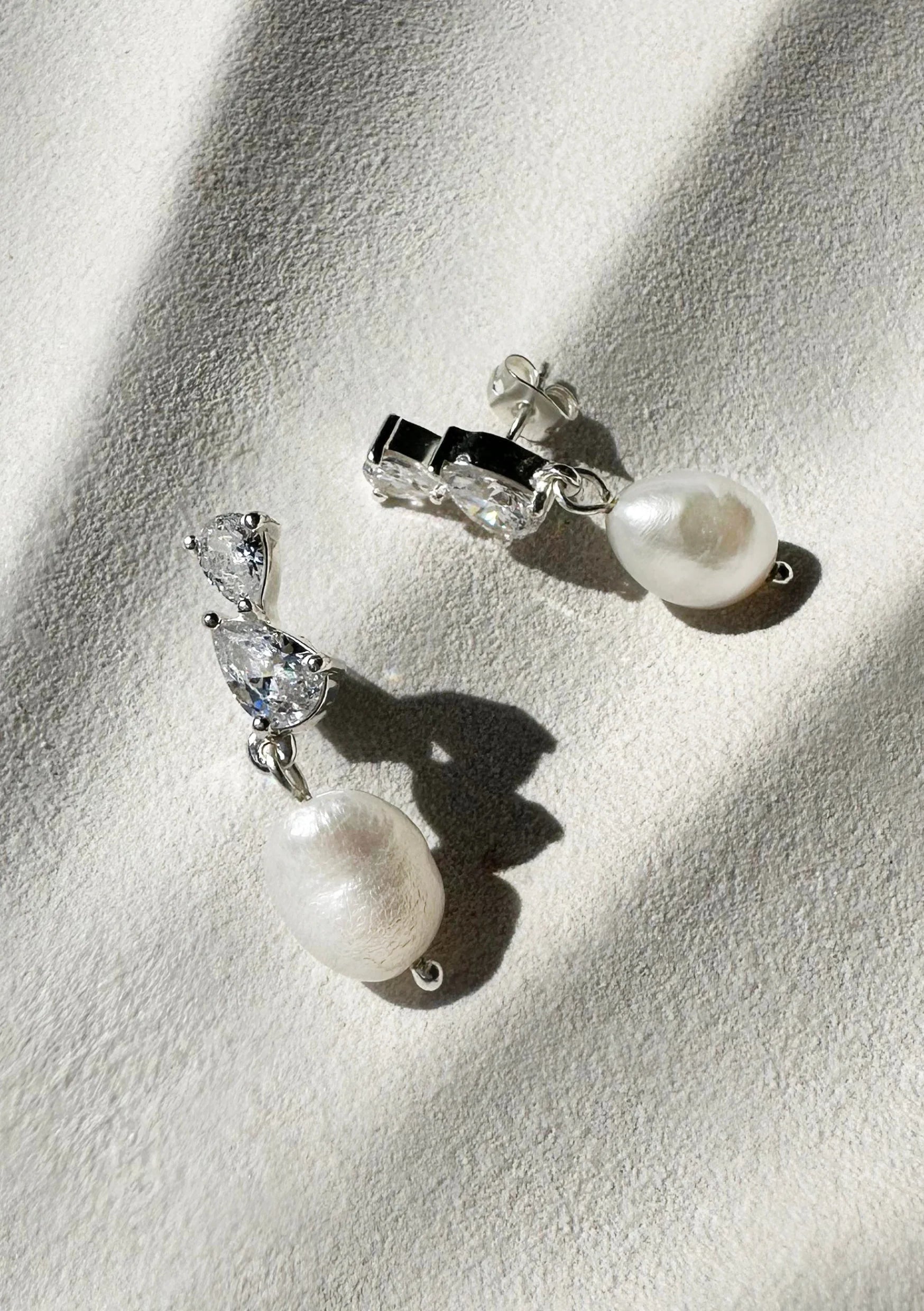 Buy Lola Knight - Ines - Pear-Shaped Crystal and Pearl Earrings - Silver online | The White Collection Australia
