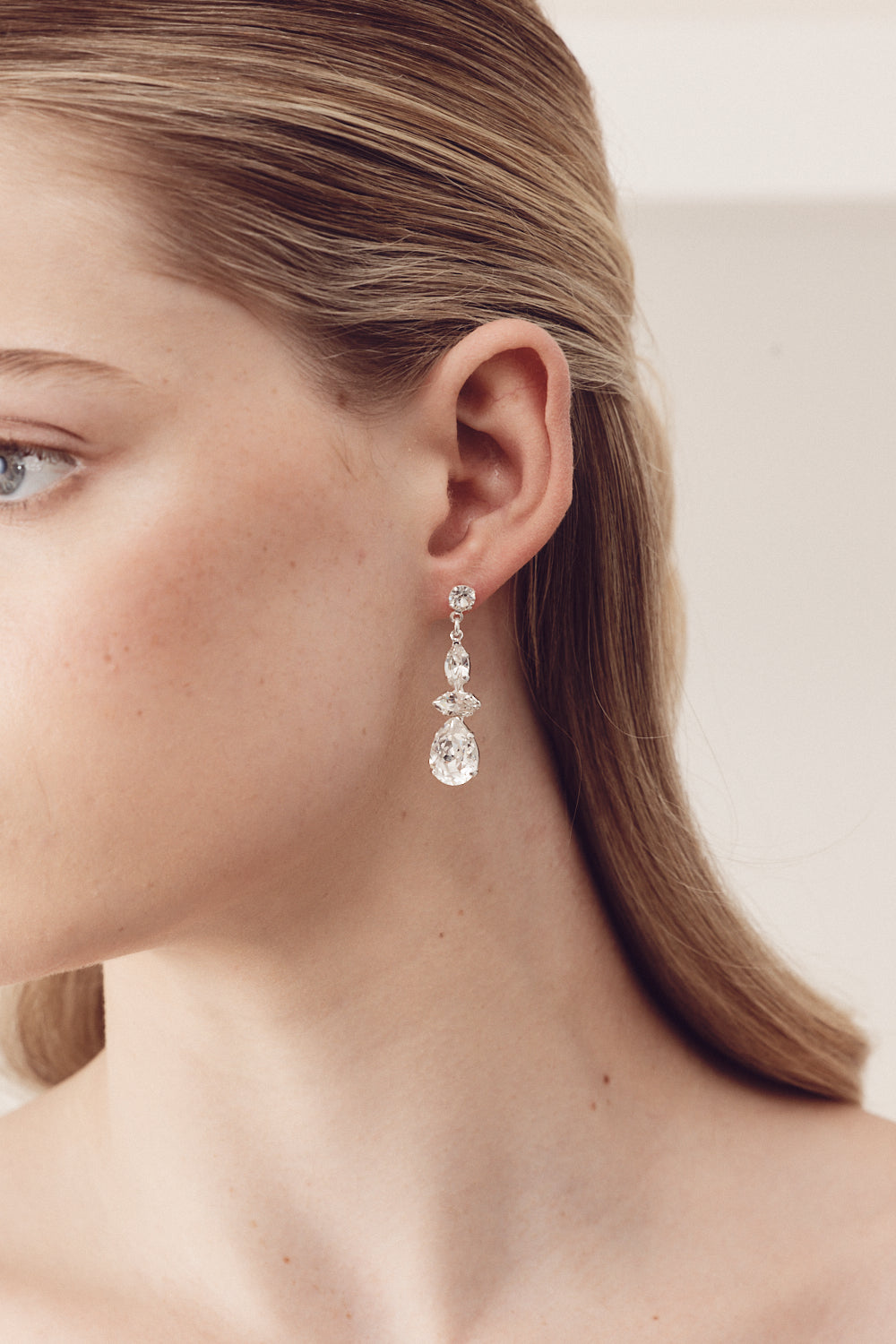 Buy Isabelle - Long Bridal Swarovski Crystal Drop Earrings online | The White Collection Australia
