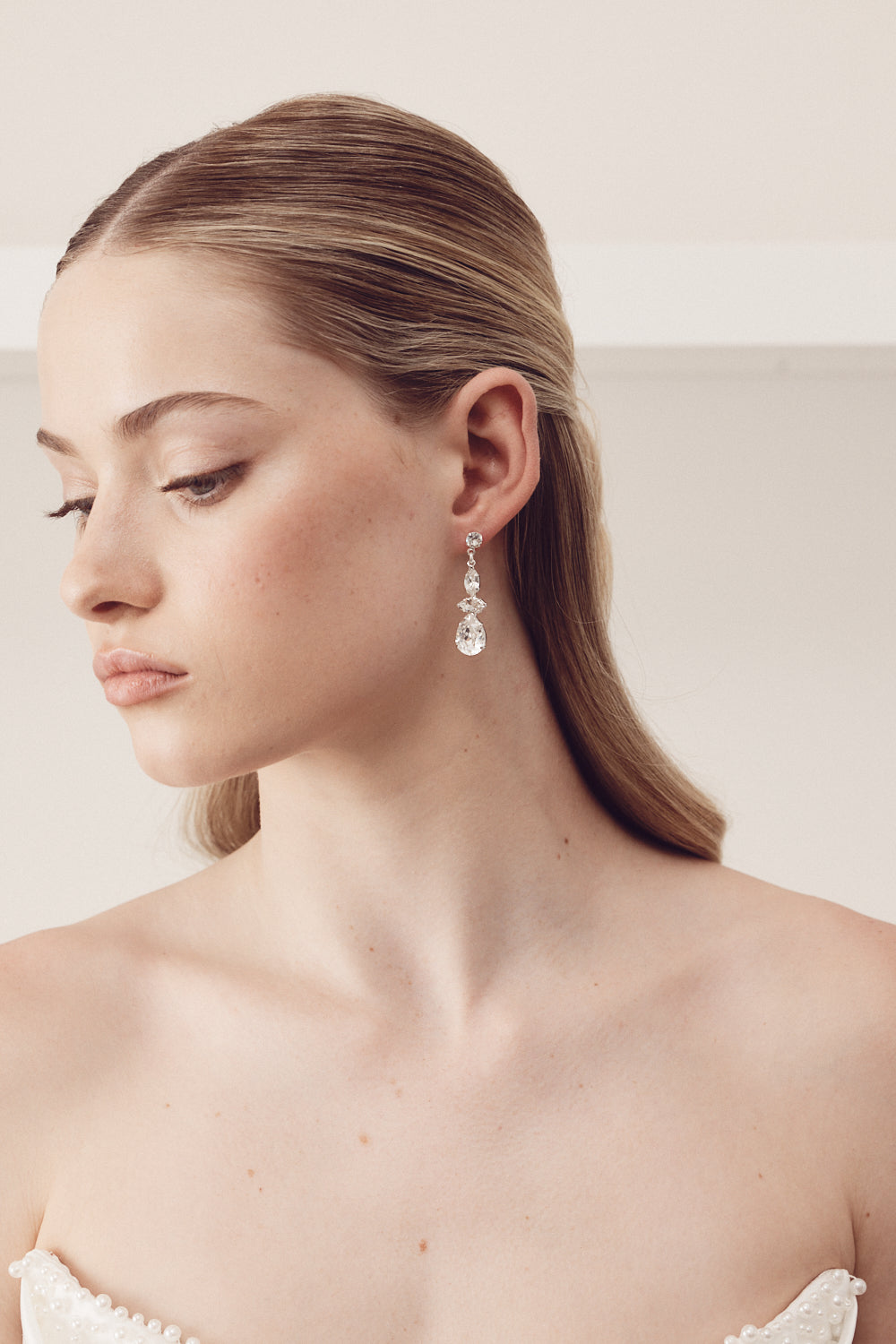 Buy Isabelle - Long Bridal Swarovski Crystal Drop Earrings online | The White Collection Australia
