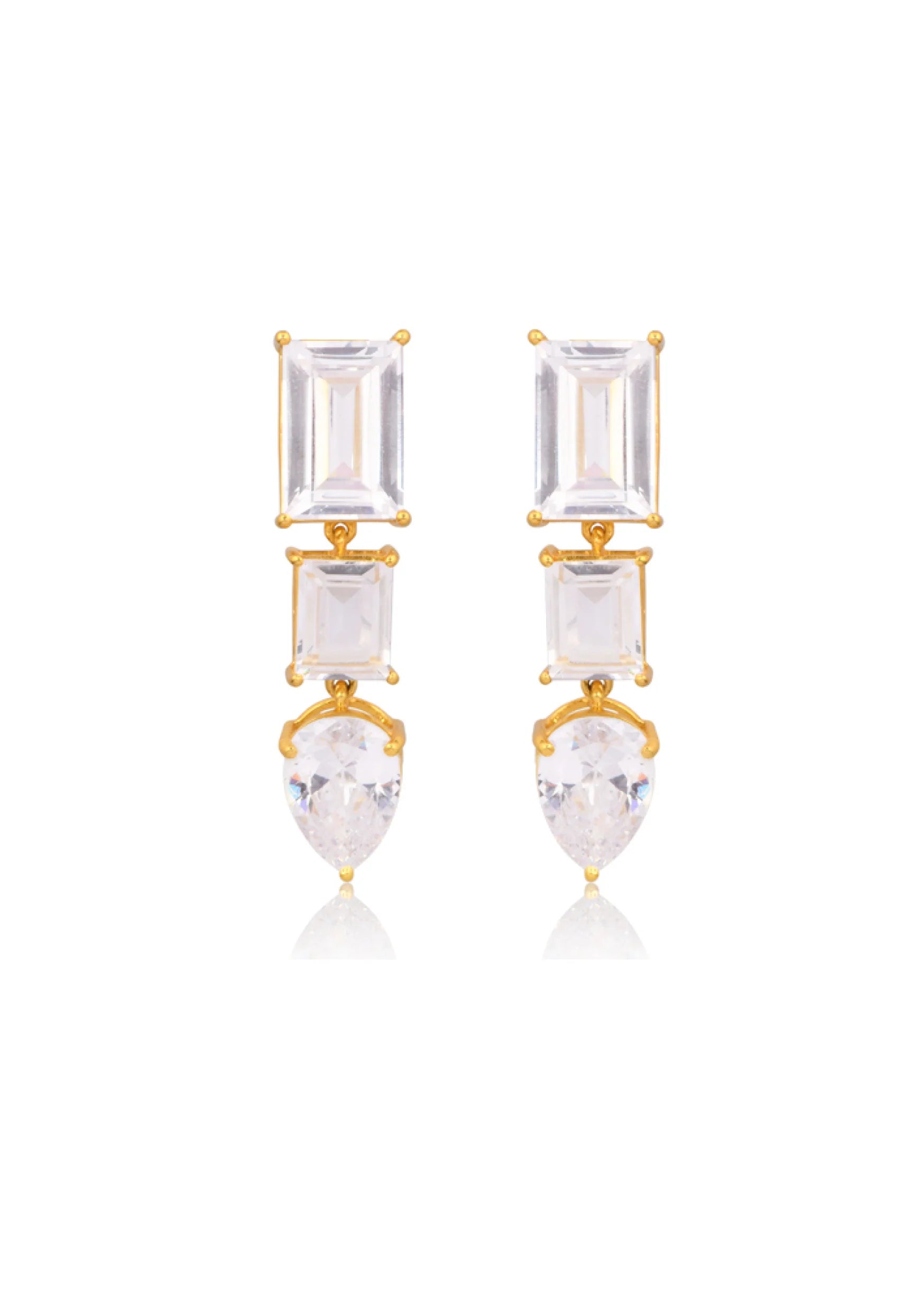 Lola Knight - Isla - Crystal Drop Bridal Earrings - Gold