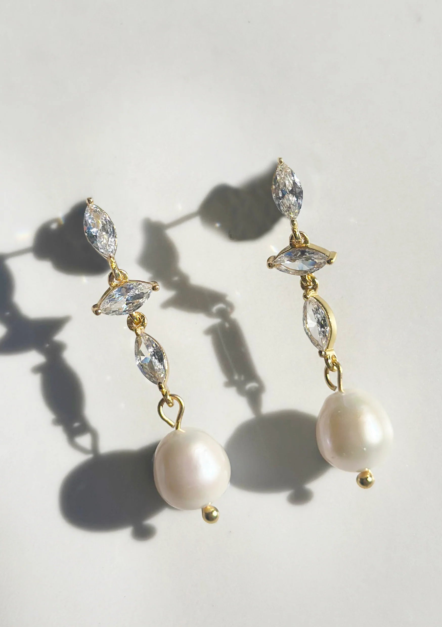 Buy Lola Knight - Ivy - Pearl & Crystal Drop Bridal Earrings - Gold online | The White Collection Australia