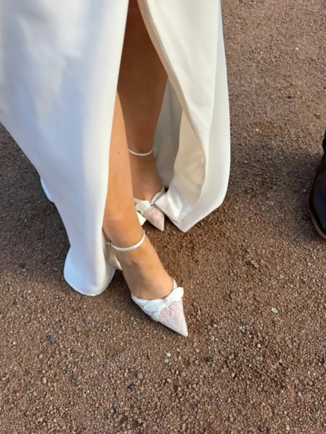 Buy Josie - Pointed Toe Lace Ankle Strap Pumps - Soft White online | The White Collection Australia