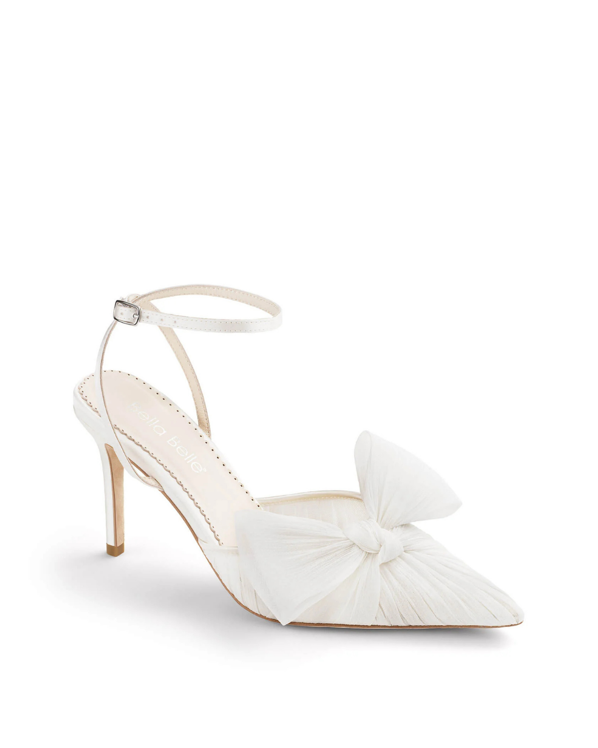 Jules - Statement Bow Bridal Shoes with Ankle Strap - Ivory