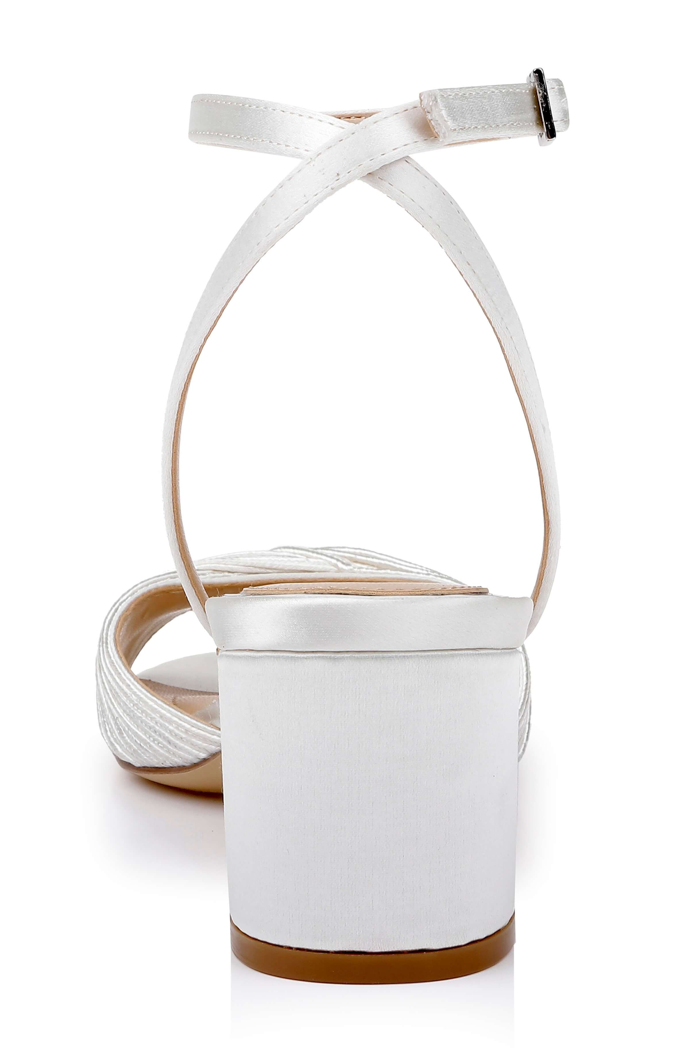 Buy Pretty - Open Toe Strappy Low Block Heel - Ivory online | The White Collection Australia