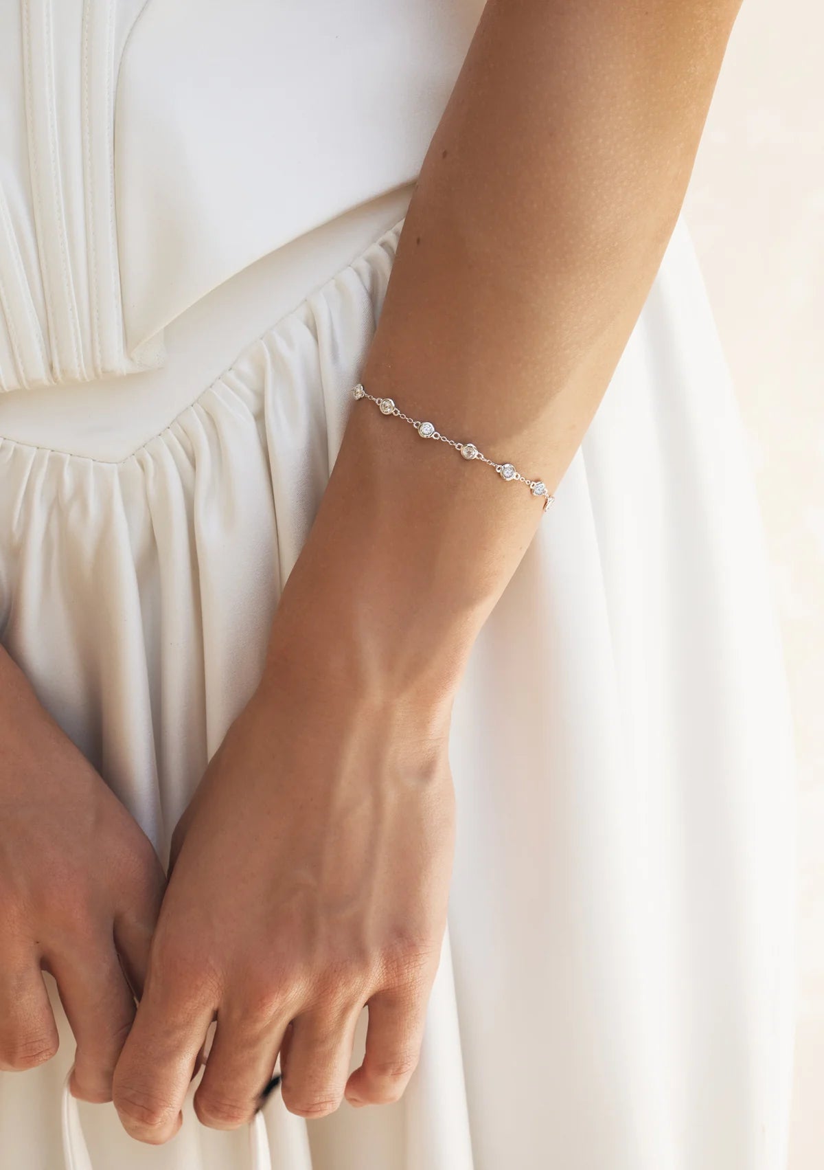 Buy Lola Knight - Kennedy Bezel Set Crystal Bracelet - Silver online | The White Collection Australia