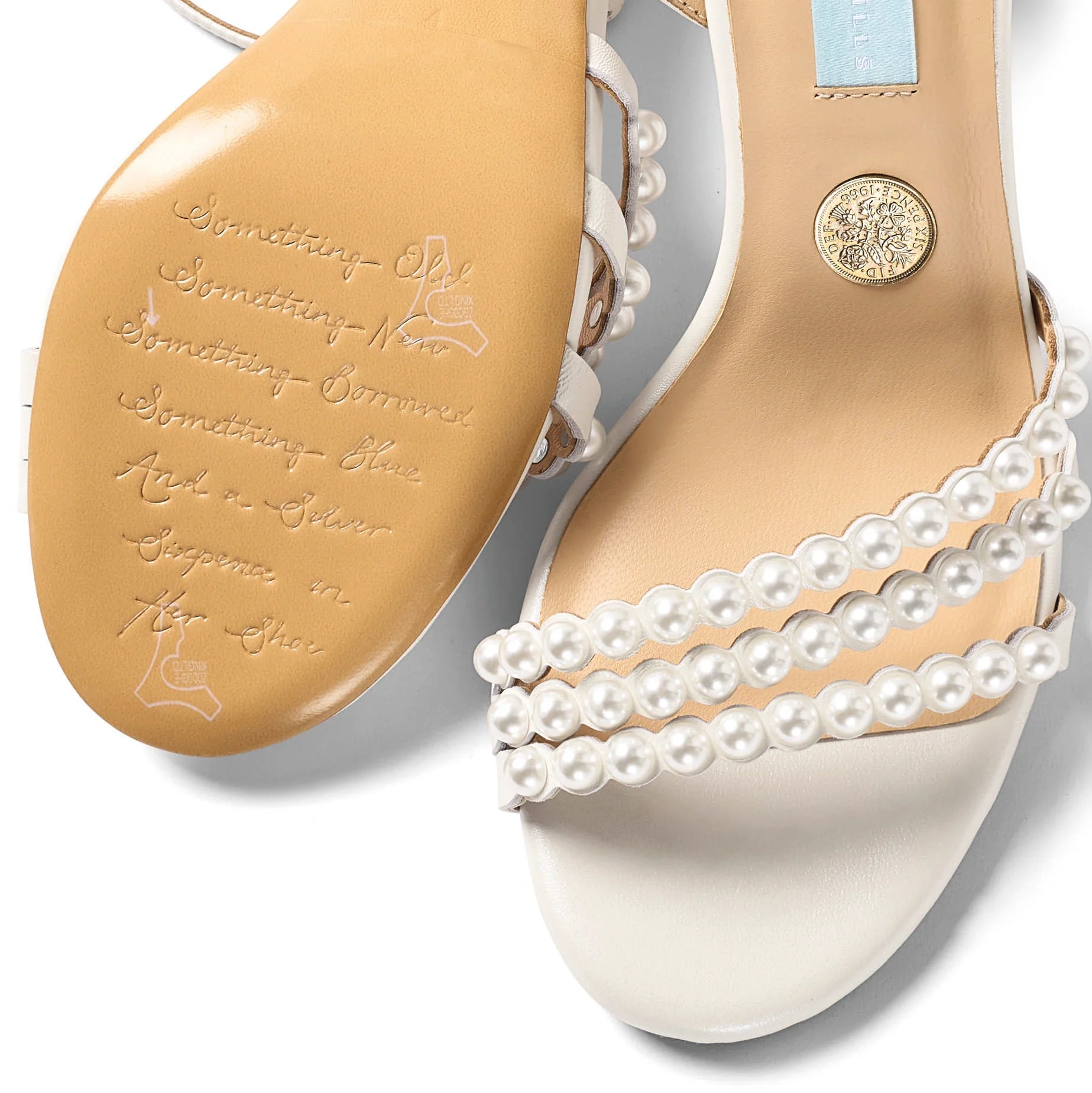 Libby - Ivory Pearl Embellished Bridal Block Heel - Size 8 Only