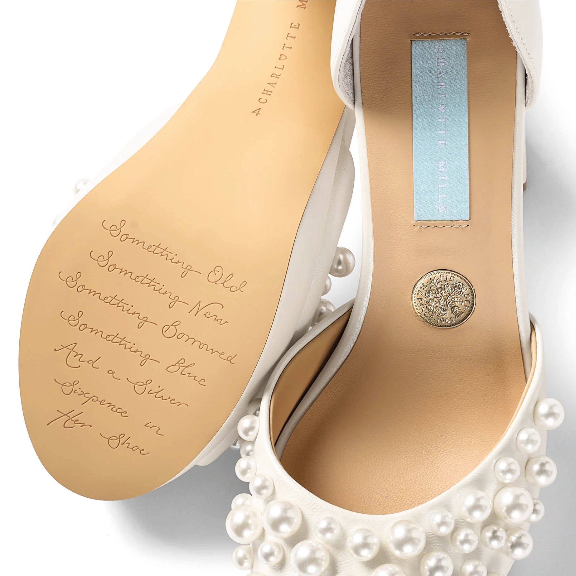 Londi - Ivory Pearl Embellished Platform Bridal Block Heel - Size 5, 6, Only