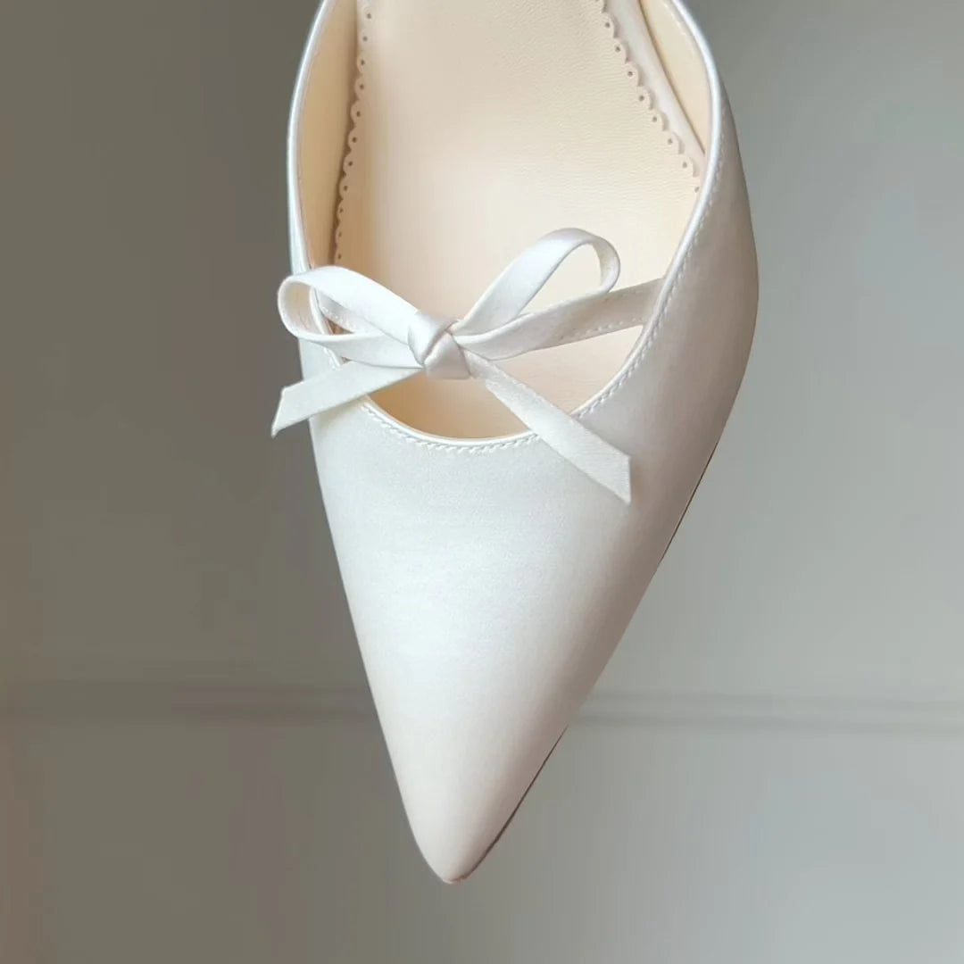 Lumi - Pearl Bridal Pumps with Petite Bow - Ivory