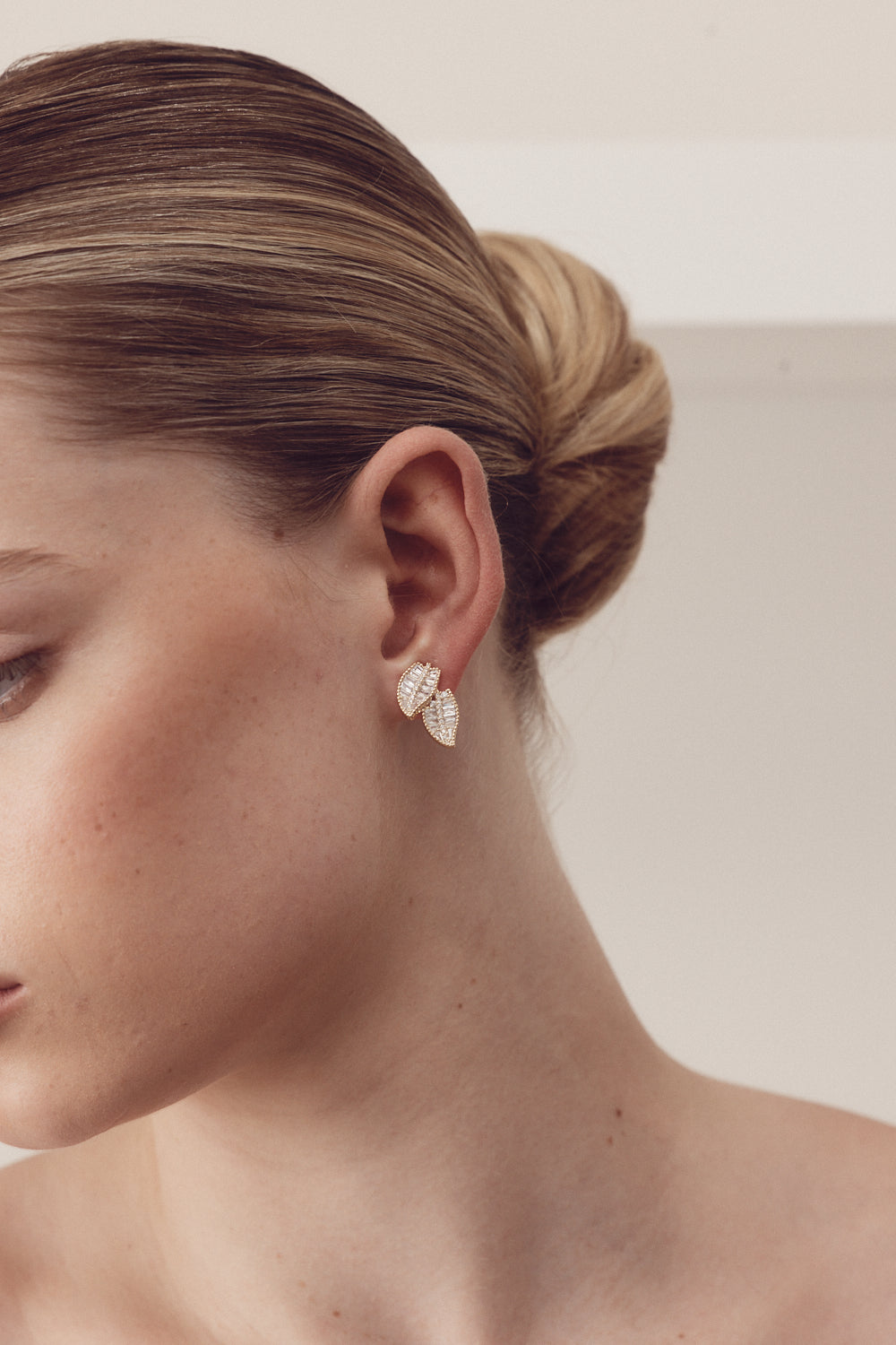Buy Leah Leaf Clip On Bridal Gold Earrings online | The White Collection Australia