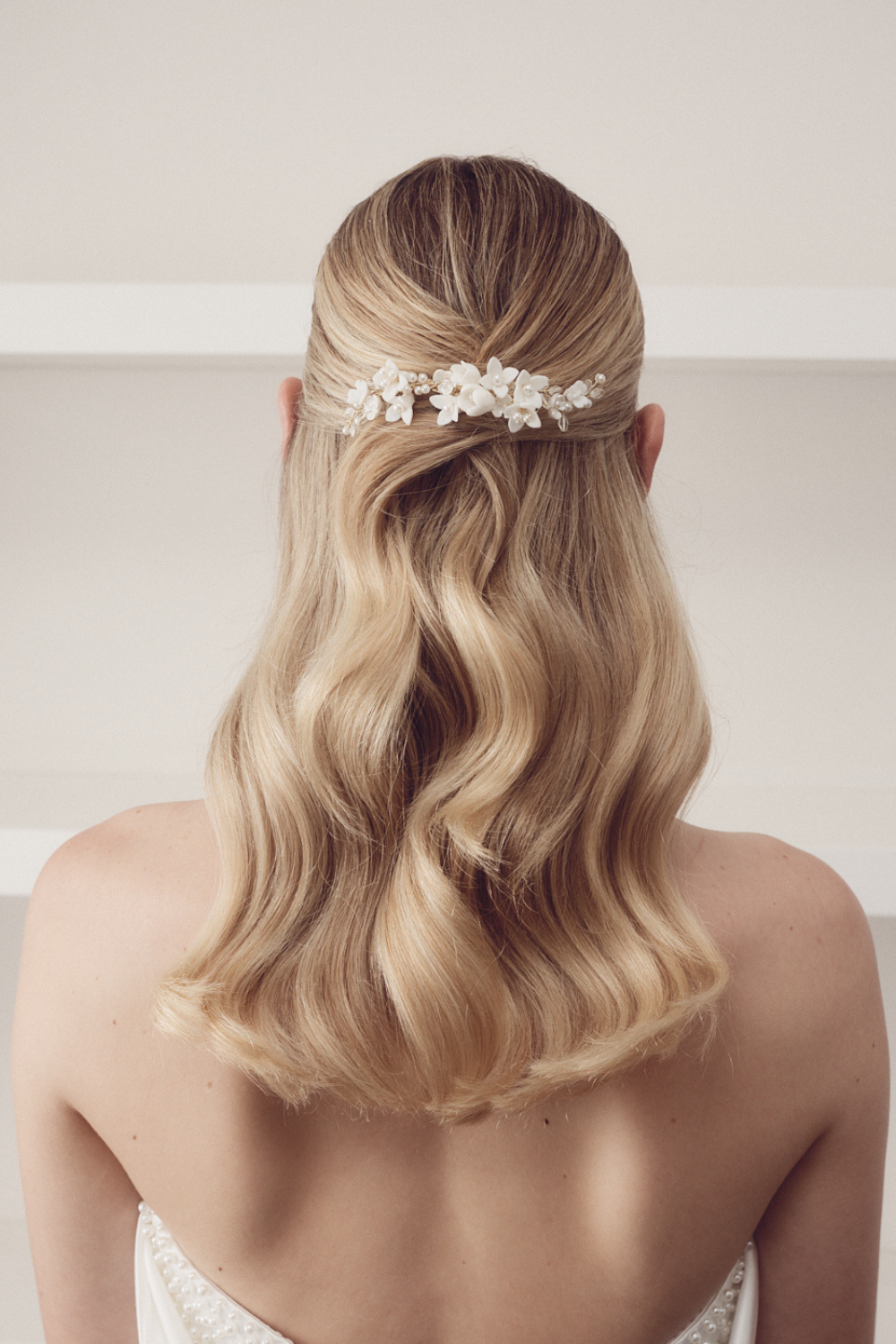Buy Lila - Pearl & Crystal Floral Bridal Hair Clip online | The White Collection Australia