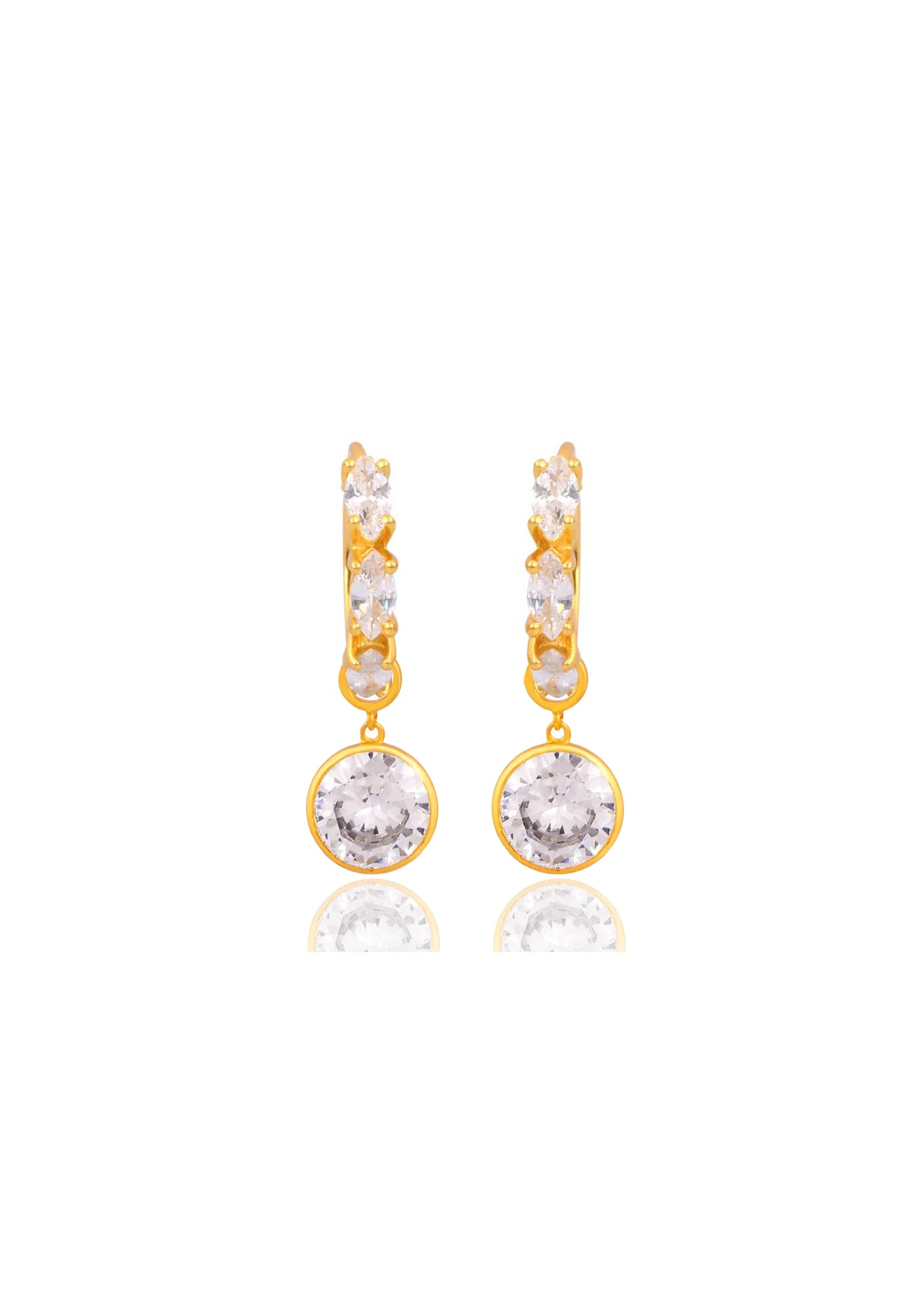 Buy Lola Knight - Lilah - Cubic Zirconia Huggie Earrings with Charm - 18K Gold online | The White Collection Australia