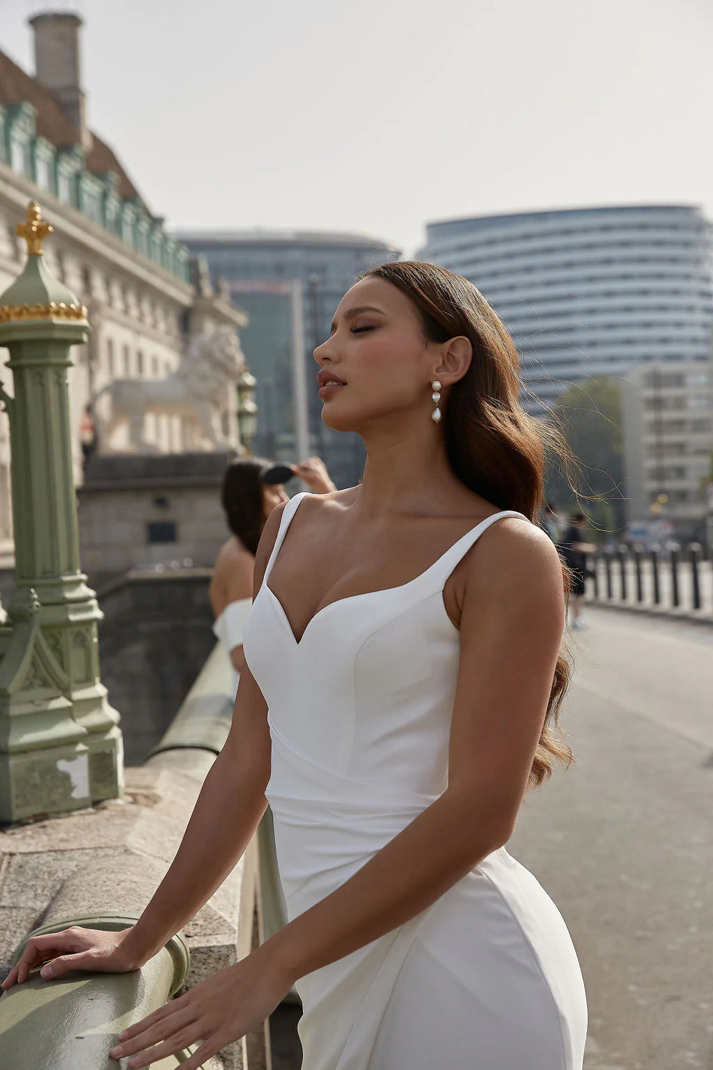 Buy Lola Knight - Celine - Double Pearl And Crystal Drop Earrings - Gold online | The White Collection Australia