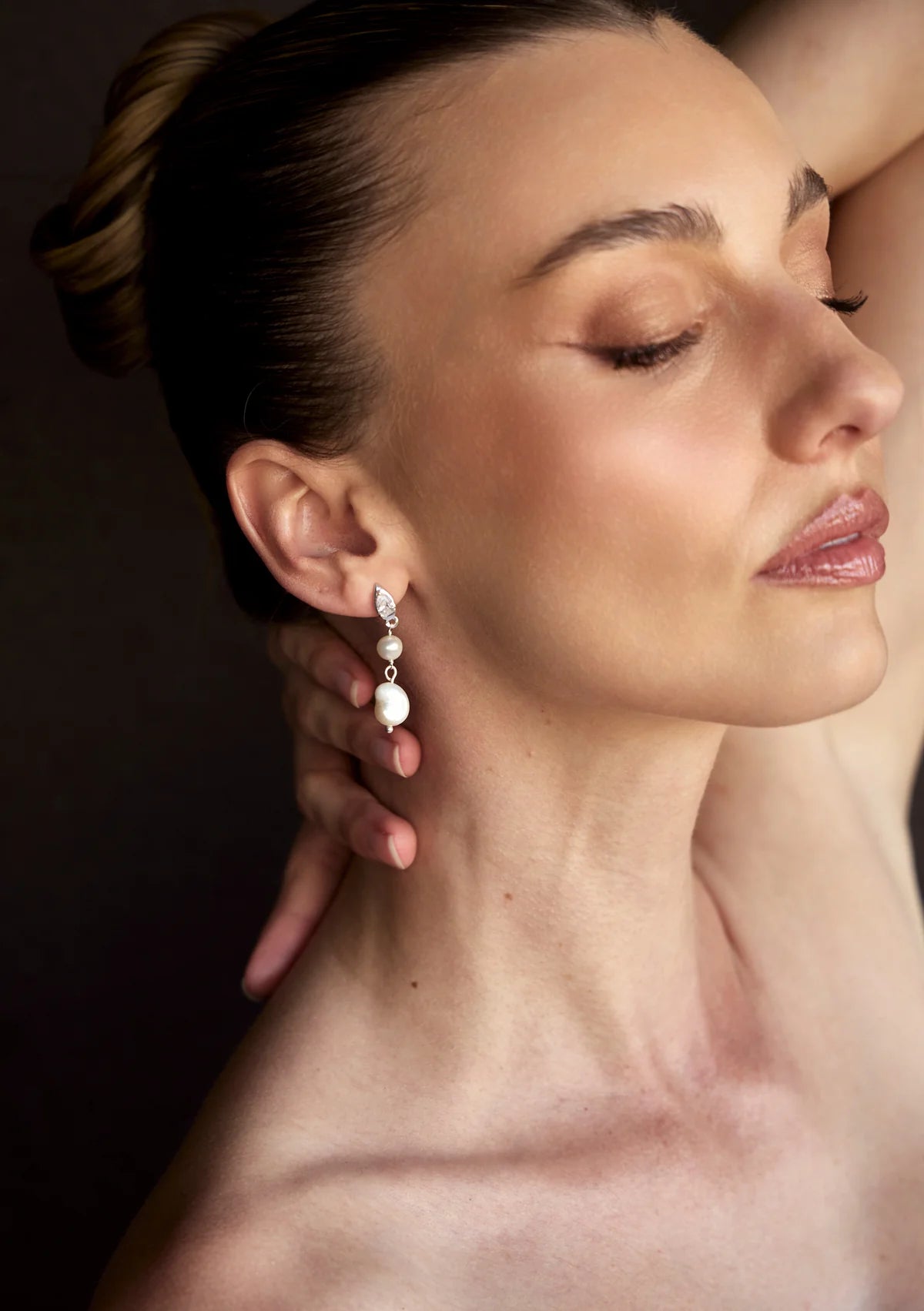 Buy Lola Knight - Lulu - Pearl & Crystal Drop Earrings - Silver online | The White Collection Australia