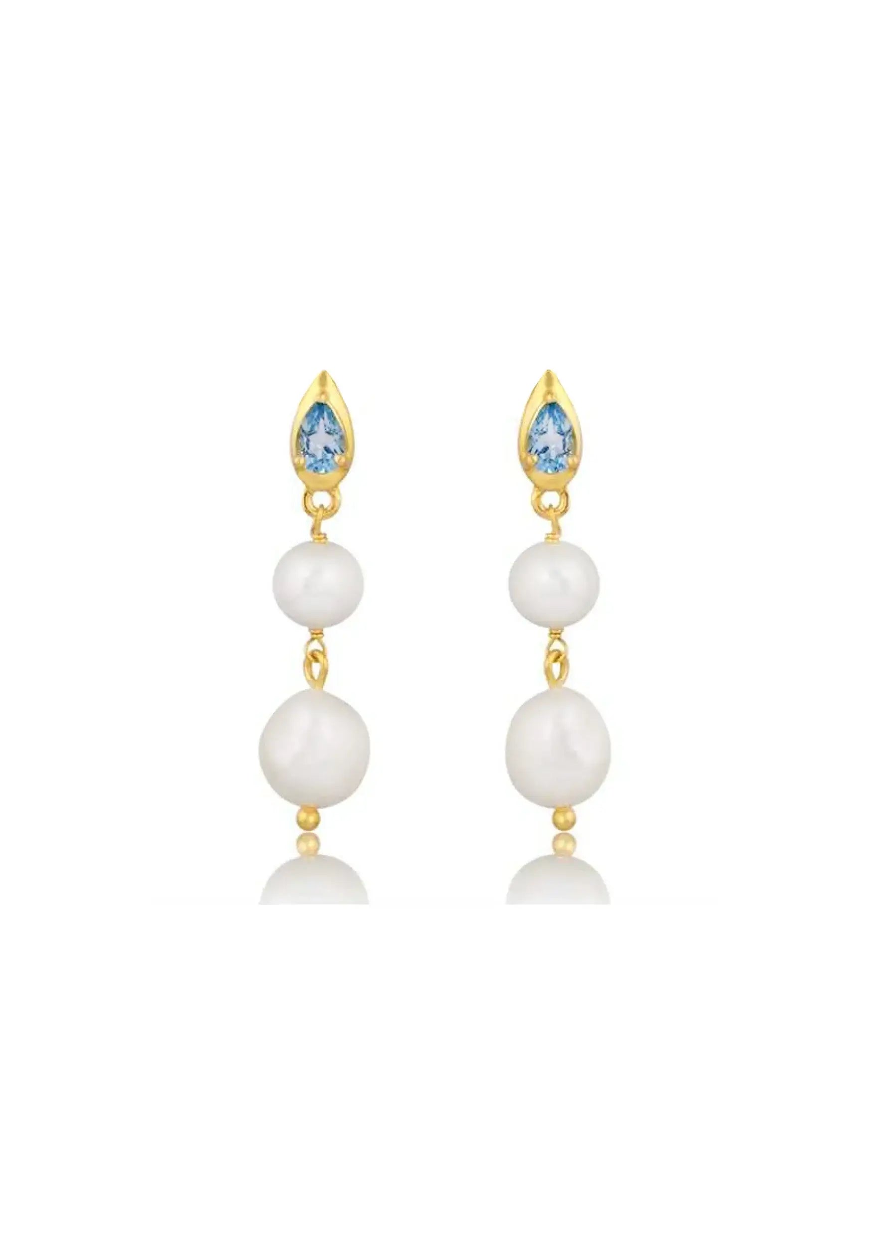 Buy Lola Knight - Lulu - Blue Topaz Pearl & Crystal Drop Earrings - 18KT Gold online | The White Collection Australia