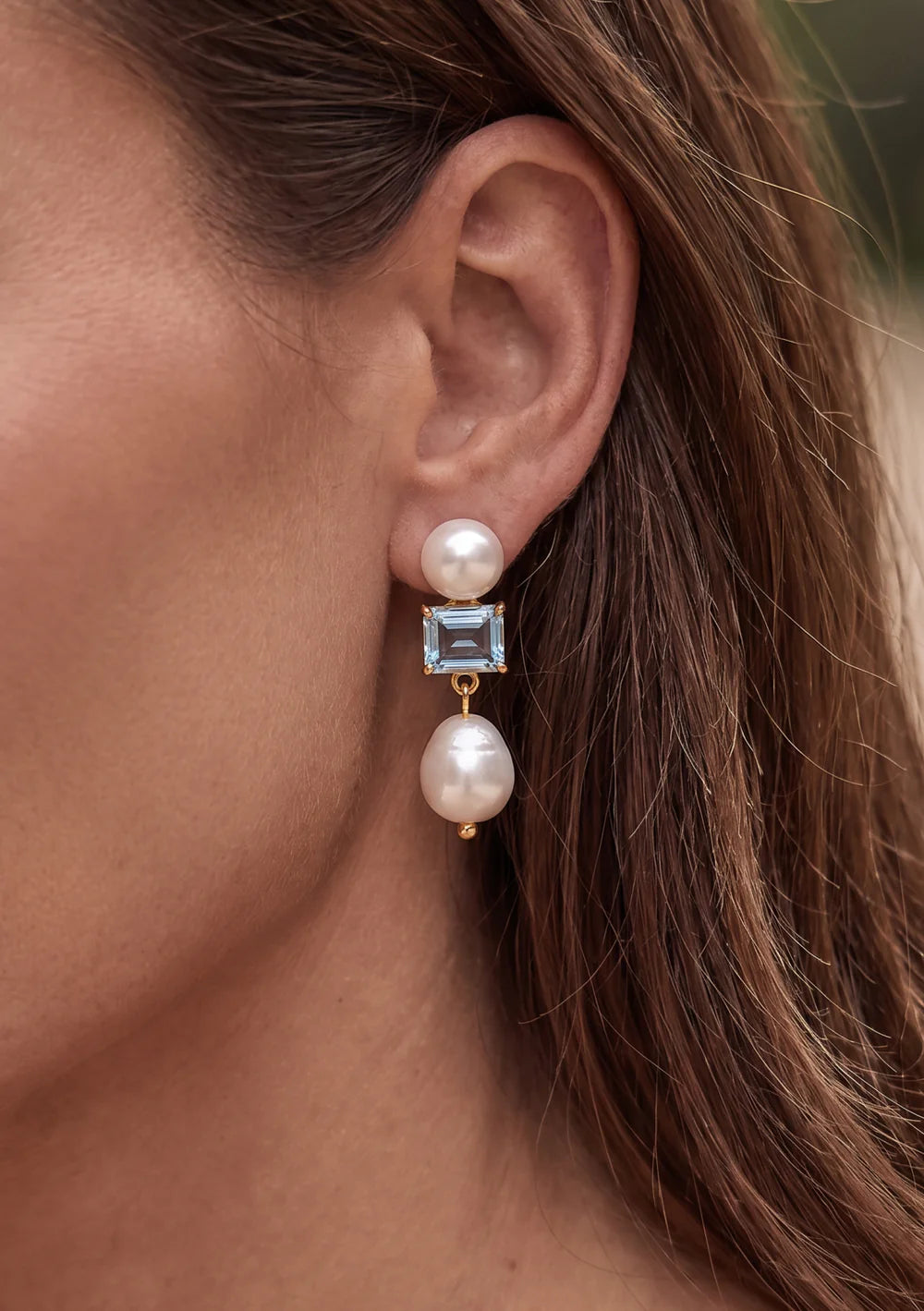 Lola Knight - Margot - Wedding Earrings Blue - 18K Gold