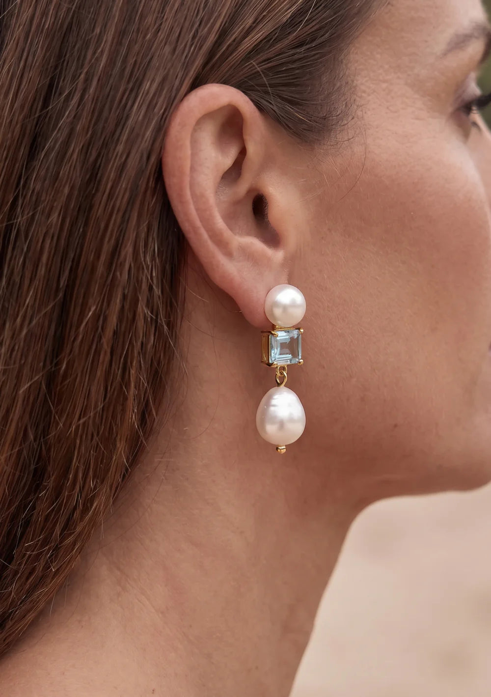 Lola Knight - Margot - Wedding Earrings Blue - 18K Gold