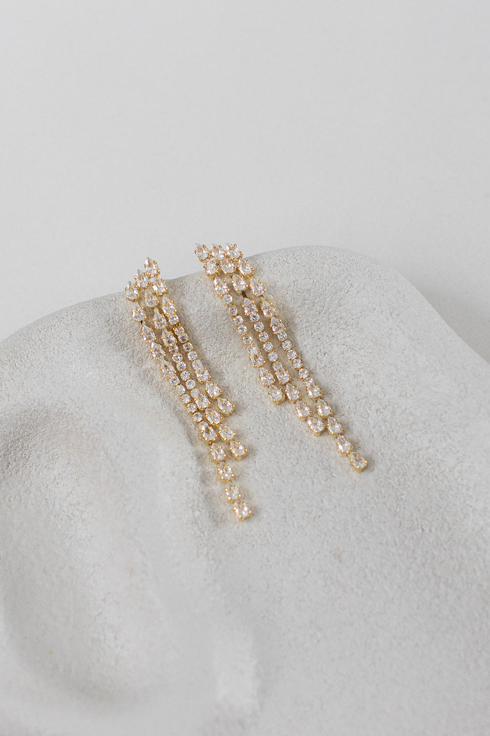 Buy Mikaela - Triple Crystal Bridal Drop Earrings online | The White Collection Australia