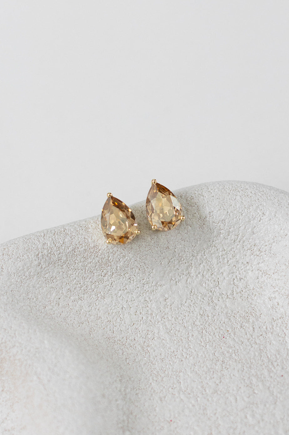 Buy Ruby - Swarovski Crystal Teardrop Stud Clear Crystal Honey Gold Earrings online | The White Collection Australia