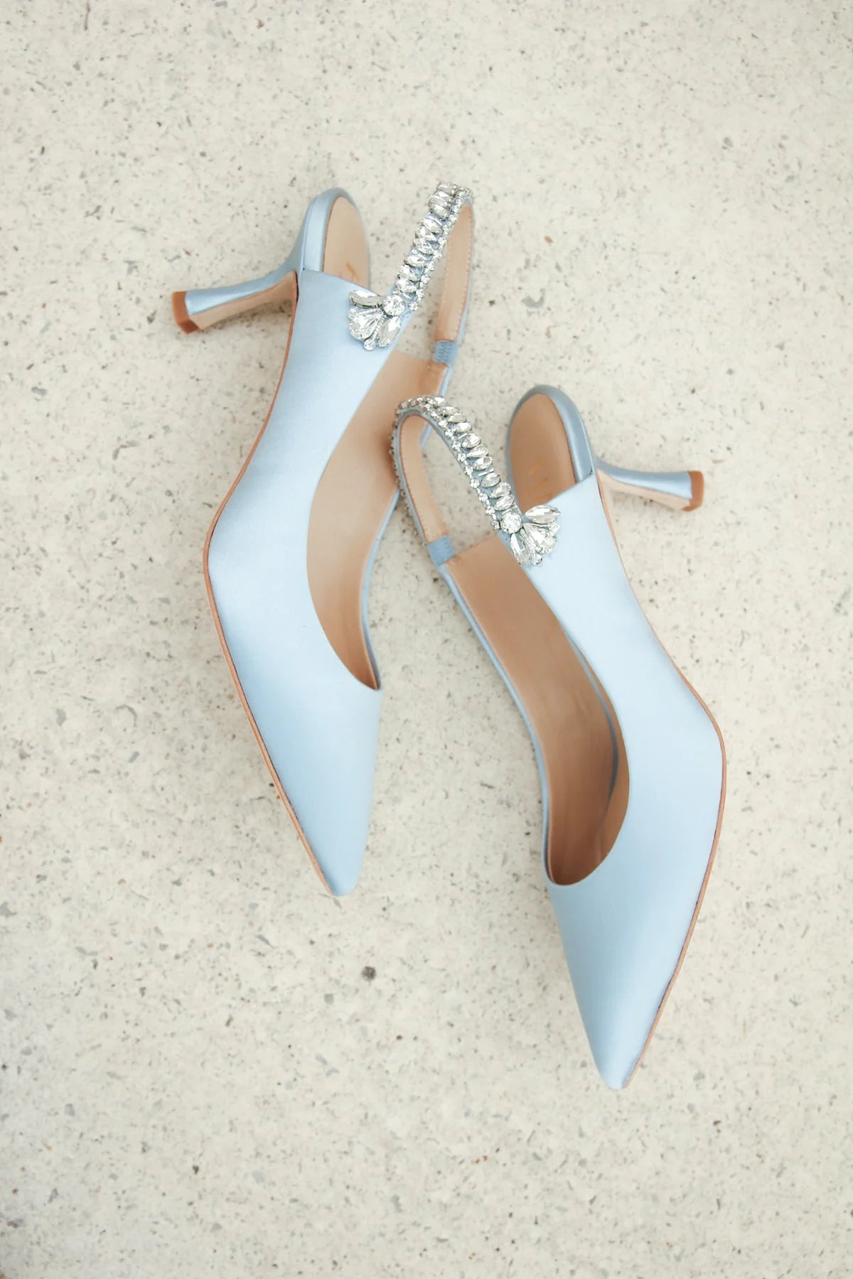 Nina Azure - Blue Crystal Embellished Sling Back Low Bridal Pump