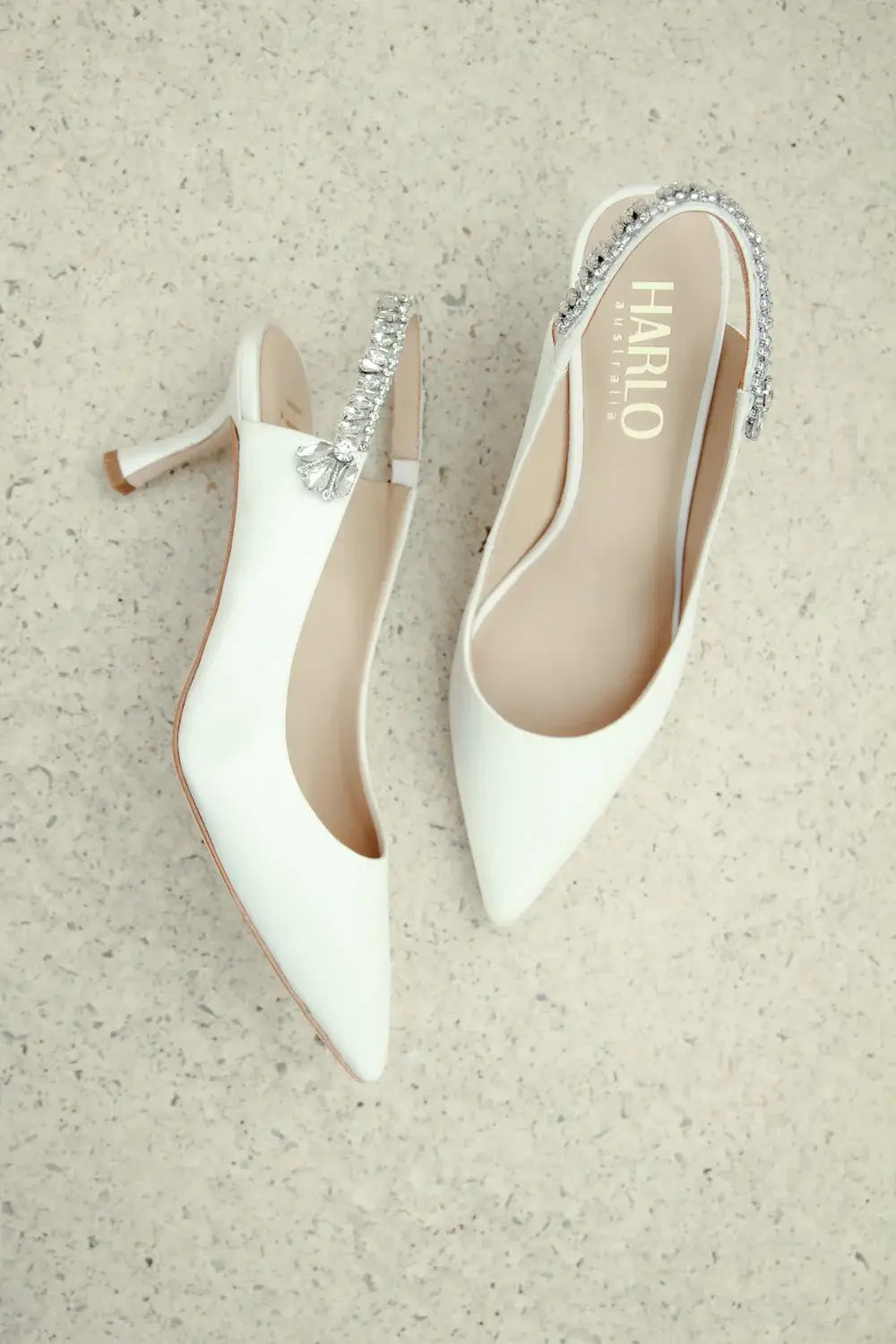Buy Nina - White Crystal Embellished Sling Back Low Bridal Pump online | The White Collection Australia