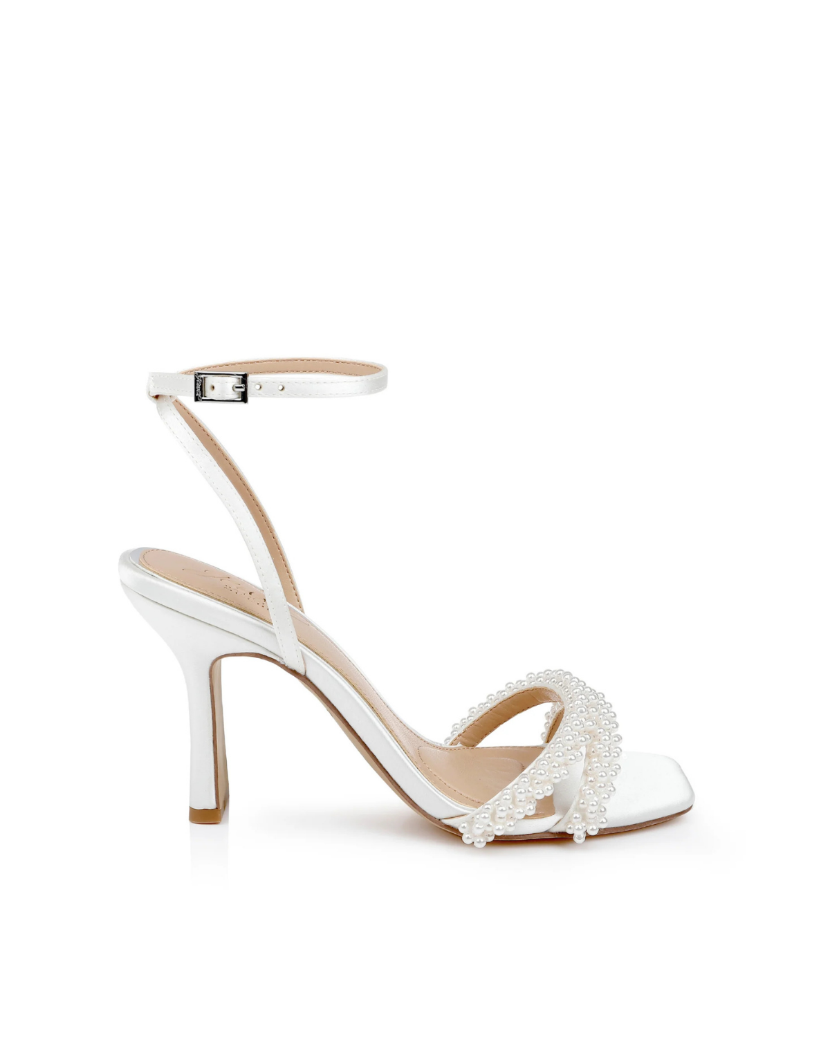 Noah - Open Toe Strappy Pearl High Heels - Ivory