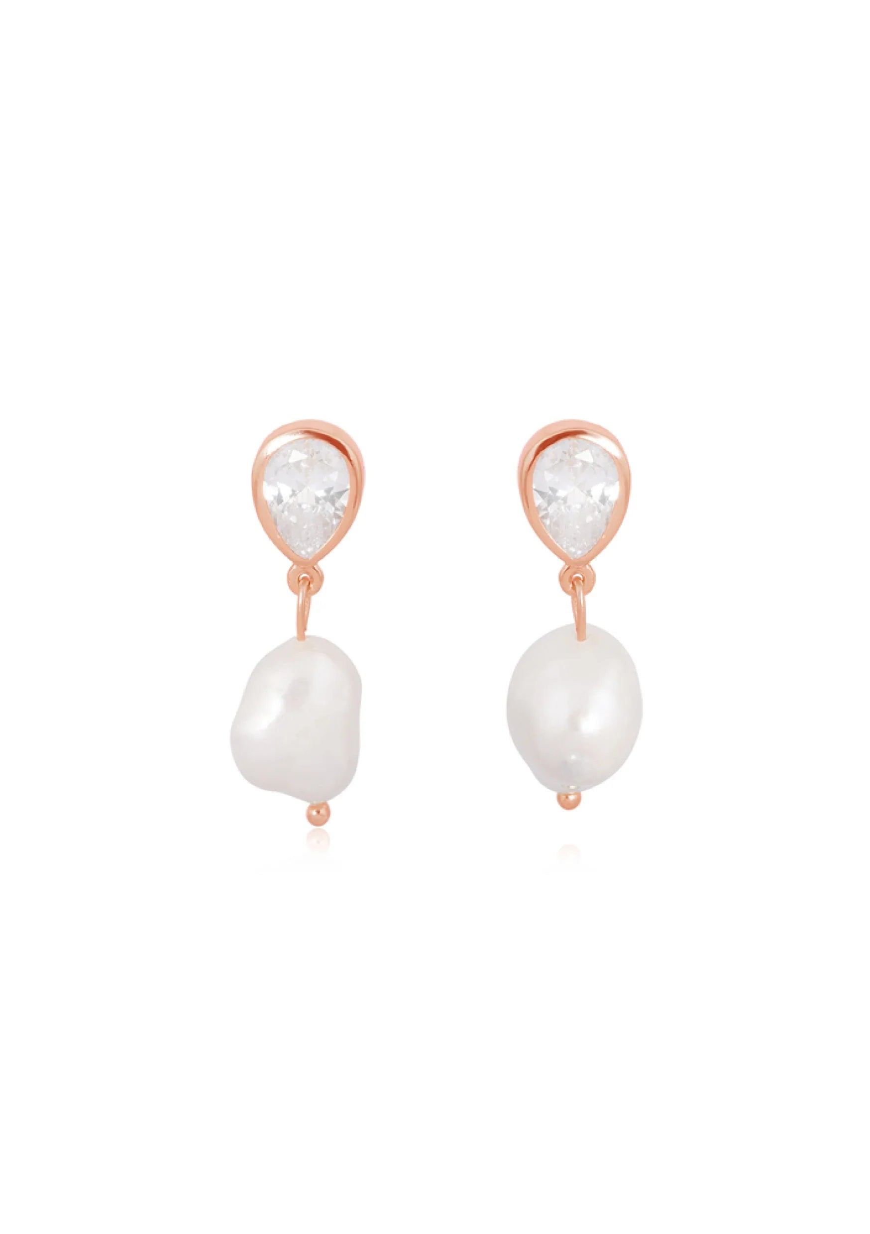 Buy Lola Knight - Oceane - Pearl & Teardrop Crystal Earrings - Rose Gold online | The White Collection Australia