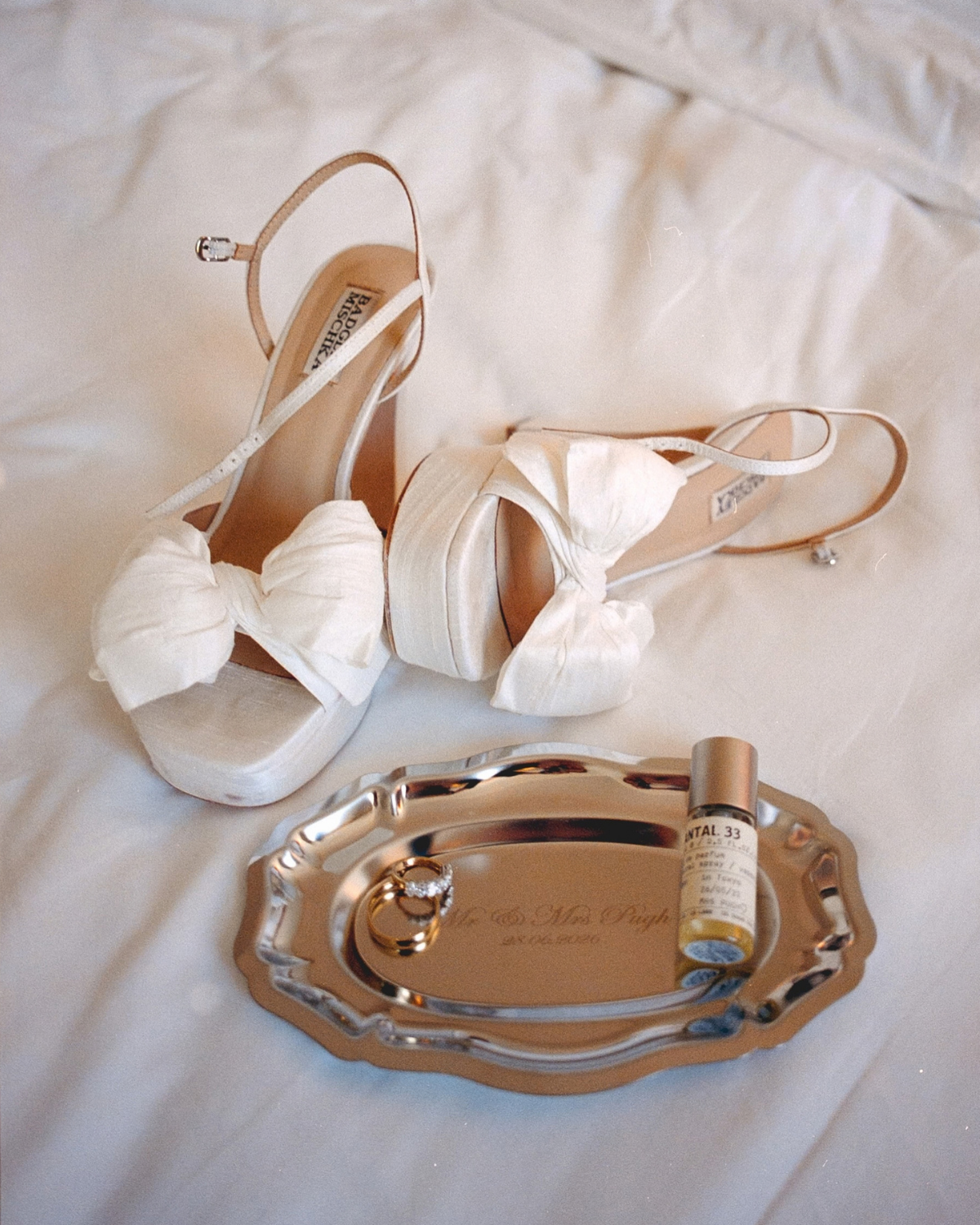 Oliva - Bow Platform Sandal - White Silk