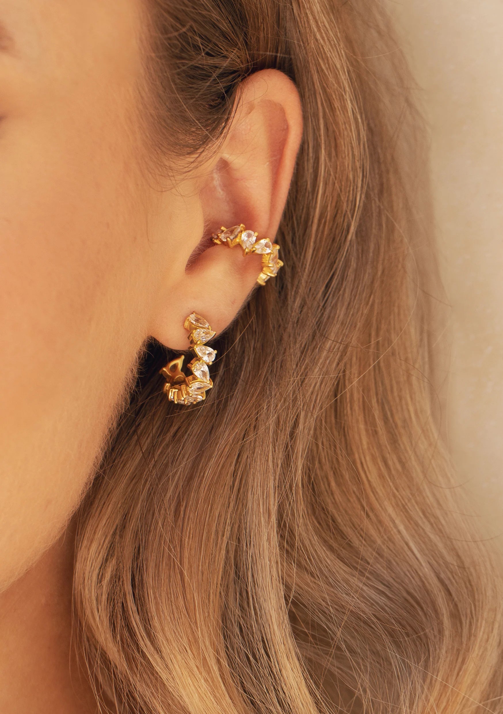 Buy Lola Knight - Olivia - Crystal Bridal Hoop Earrings - 18K Gold online | The White Collection Australia