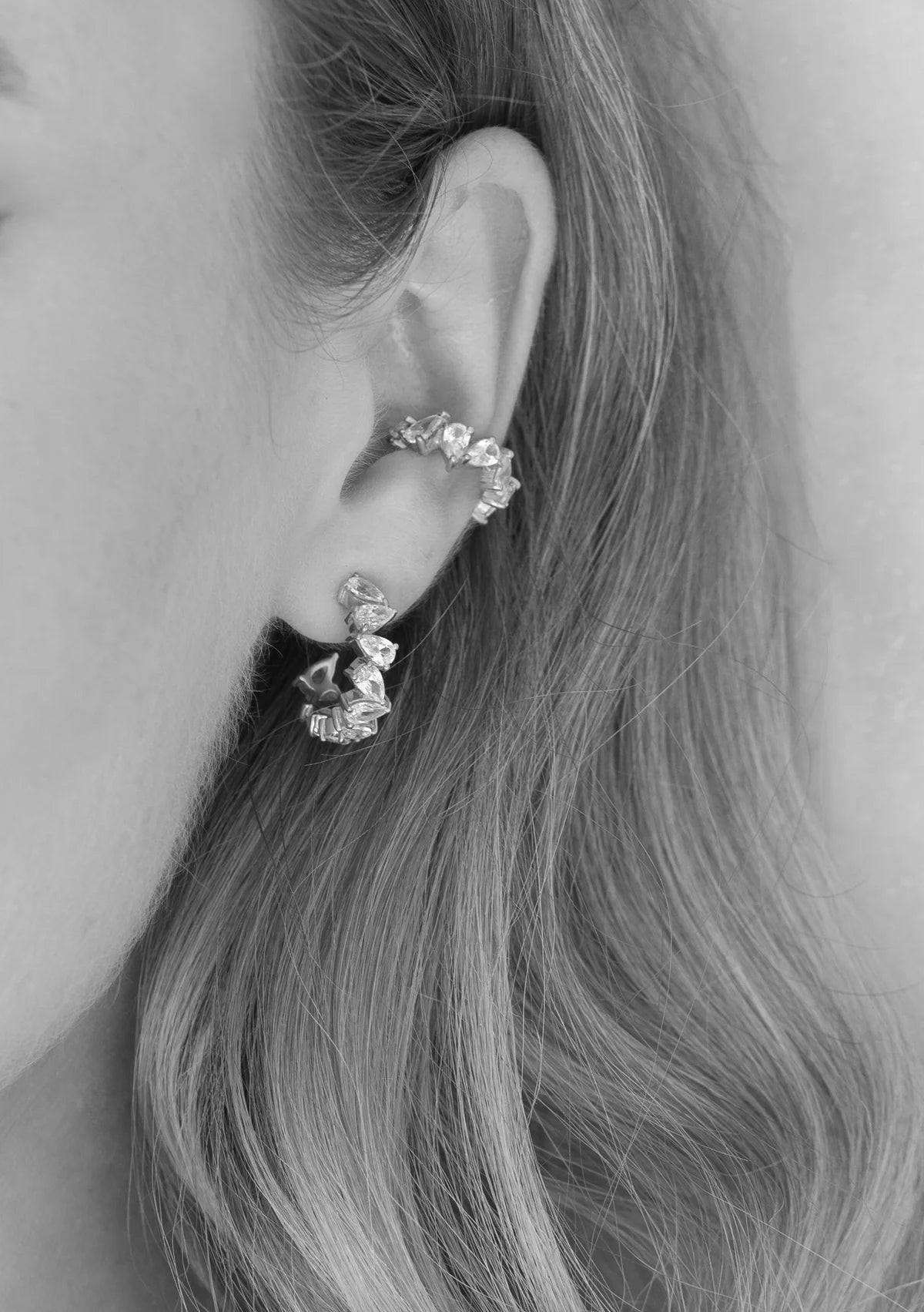Buy Lola Knight - Olivia - Crystal Bridal Hoop Earrings - Silver online | The White Collection Australia