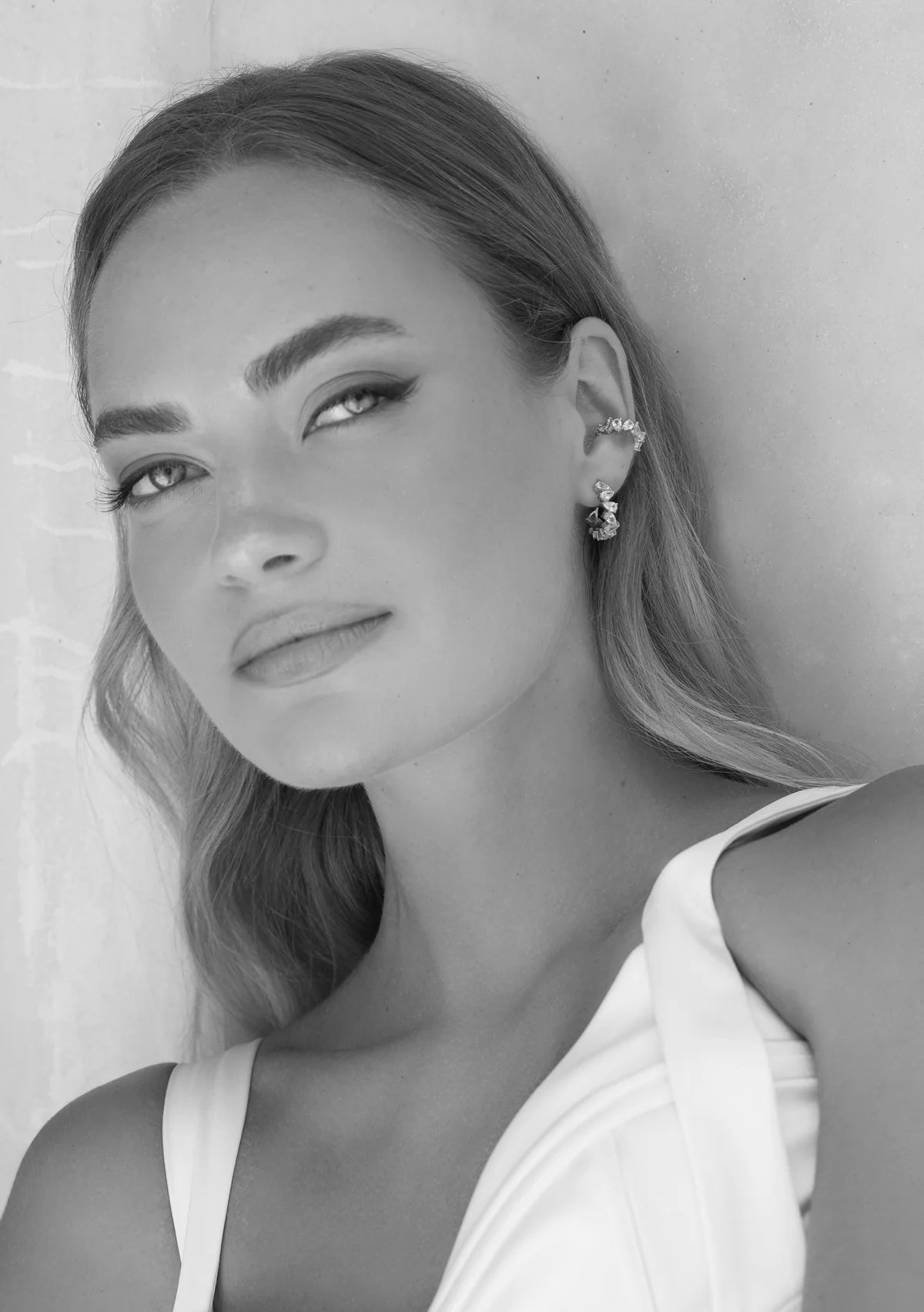 Buy Lola Knight - Olivia - Crystal Bridal Hoop Earrings - Silver online | The White Collection Australia