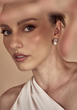 Lola Knight - Paloma - Pearl & Emerald Cut Crystal Earrings - Silver